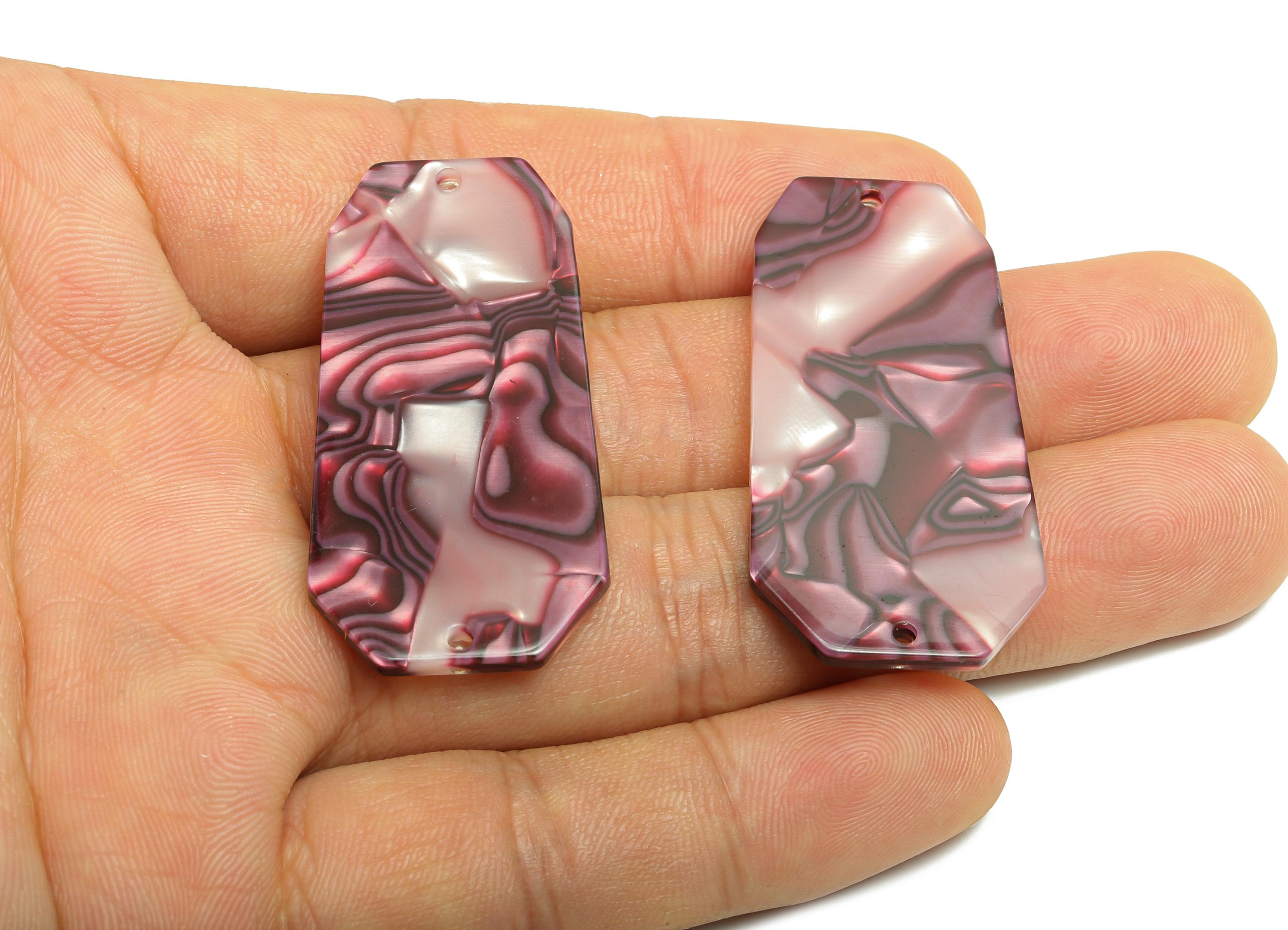 PVC Octagonal Charm - DIY Jewelry Geometric Connector - Modern Jewelry - Handmade Accessory  - Marbled Pattern - 45x23x2.35mm - AC2637-A1045 - DOMEDBAZAAR