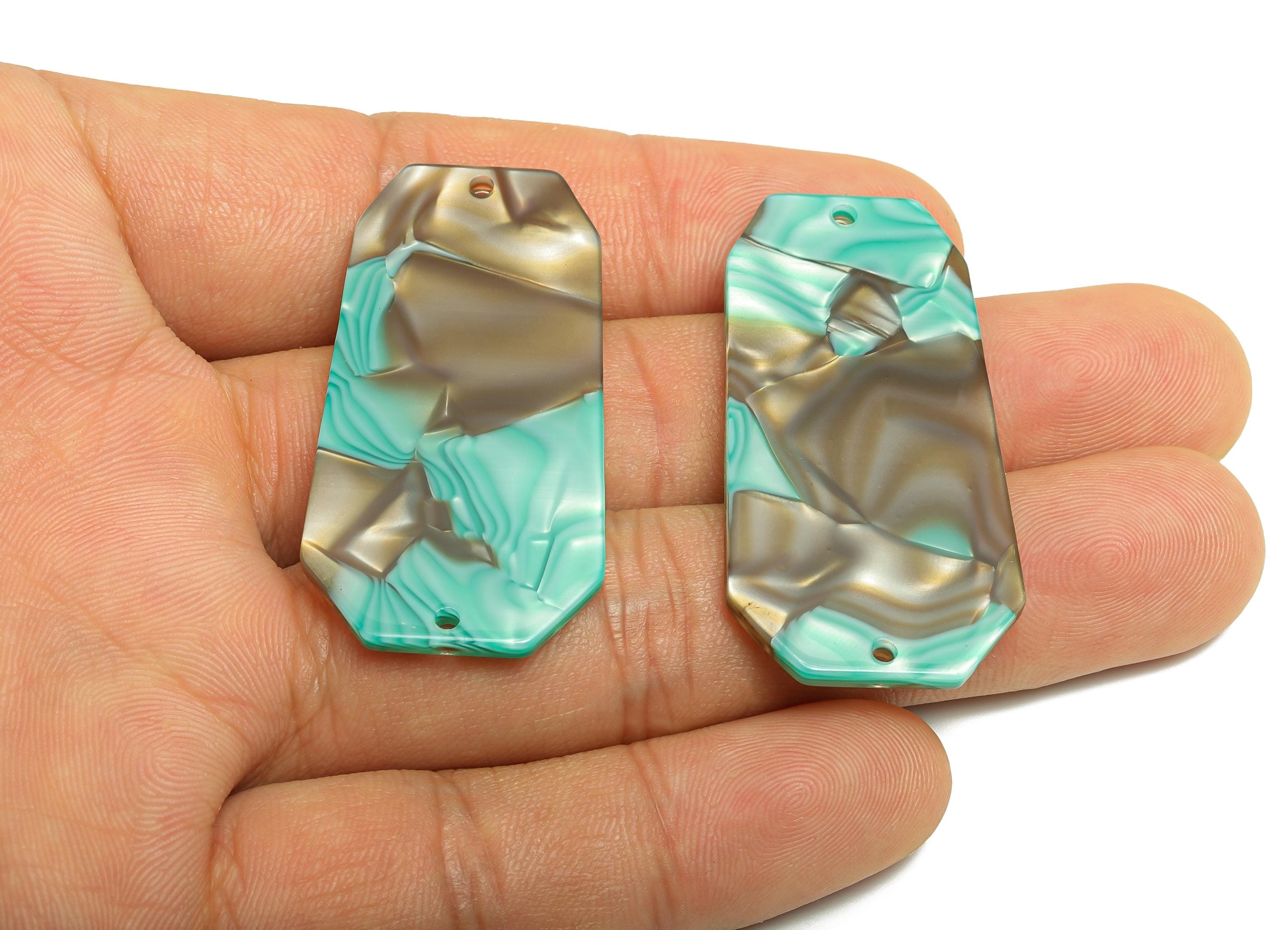 PVC Octagonal Charm - DIY Jewelry Geometric Connector - Modern Jewelry - Handmade Accessory  - Marbled Pattern - 45x23x2.35mm - AC2637-A1047 - DOMEDBAZAAR