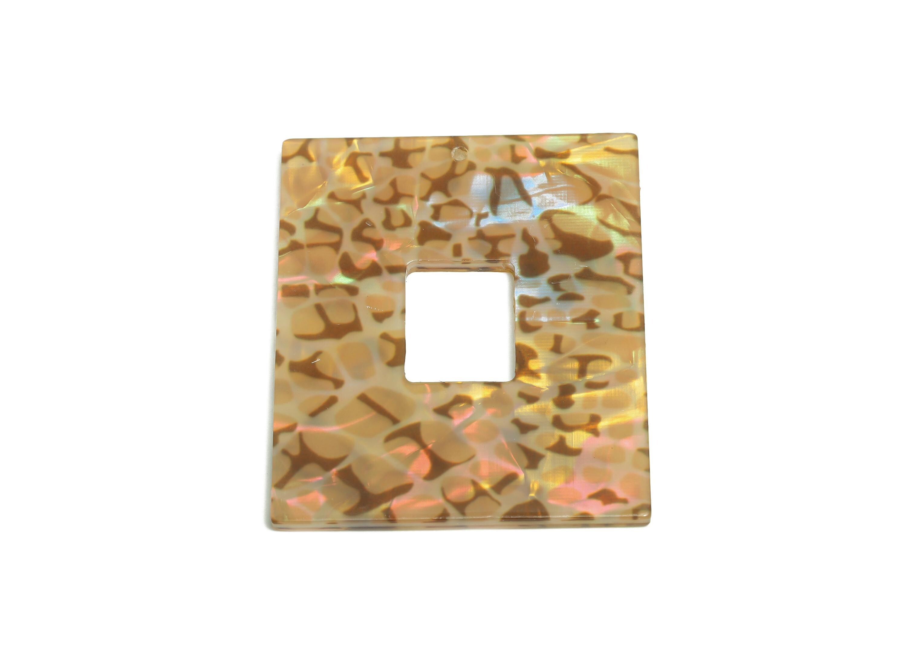 PVC Tortoiseshell Charm - Iridescent Shimmering Effect Charm - Modern Jewelry - Handmade Accessory - 48.92x39.65x2mm - AC2614-A1049 - DOMEDBAZAAR