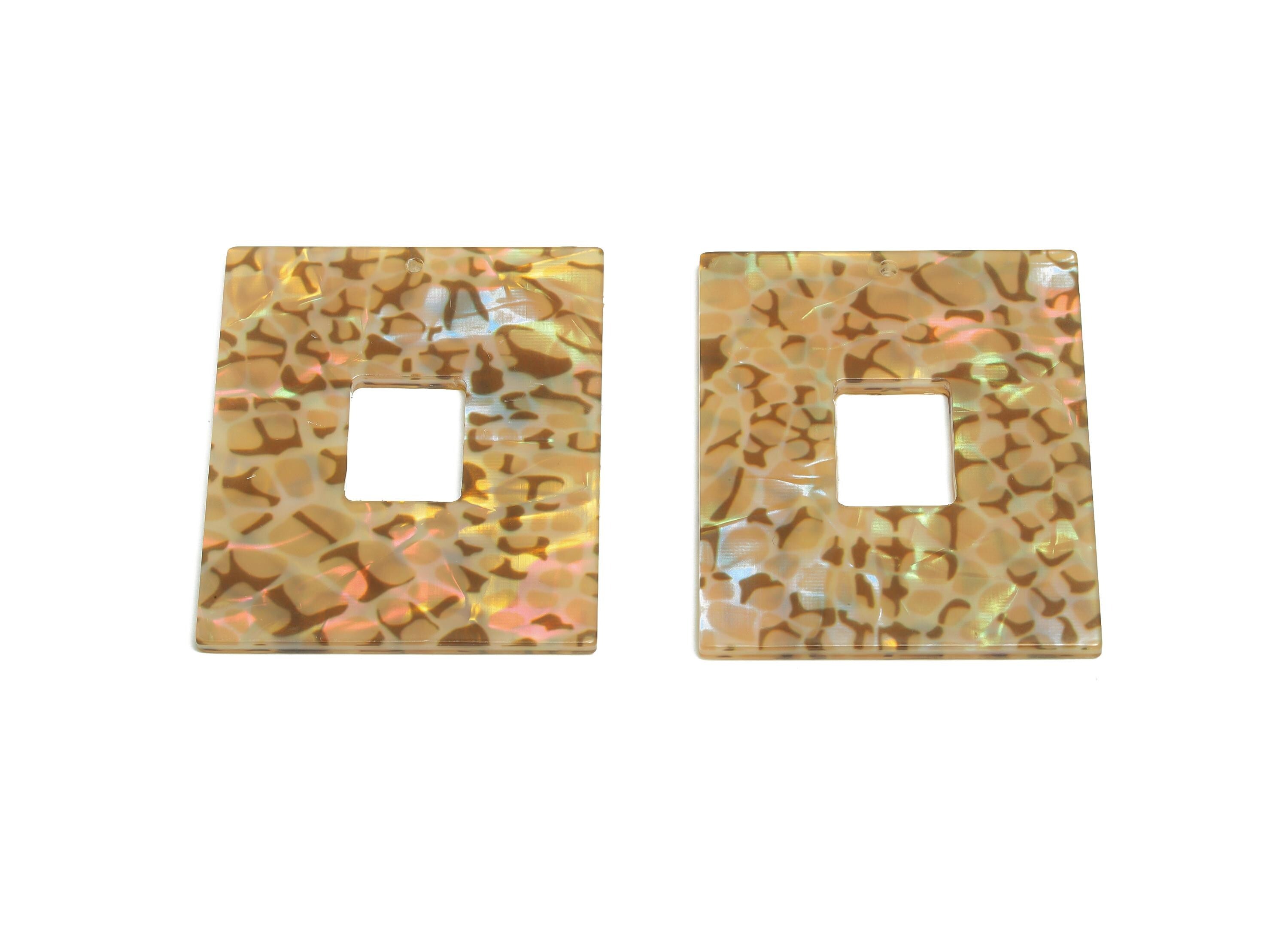 PVC Tortoiseshell Charm - Iridescent Shimmering Effect Charm - Modern Jewelry - Handmade Accessory - 48.92x39.65x2mm - AC2614-A1049 - DOMEDBAZAAR