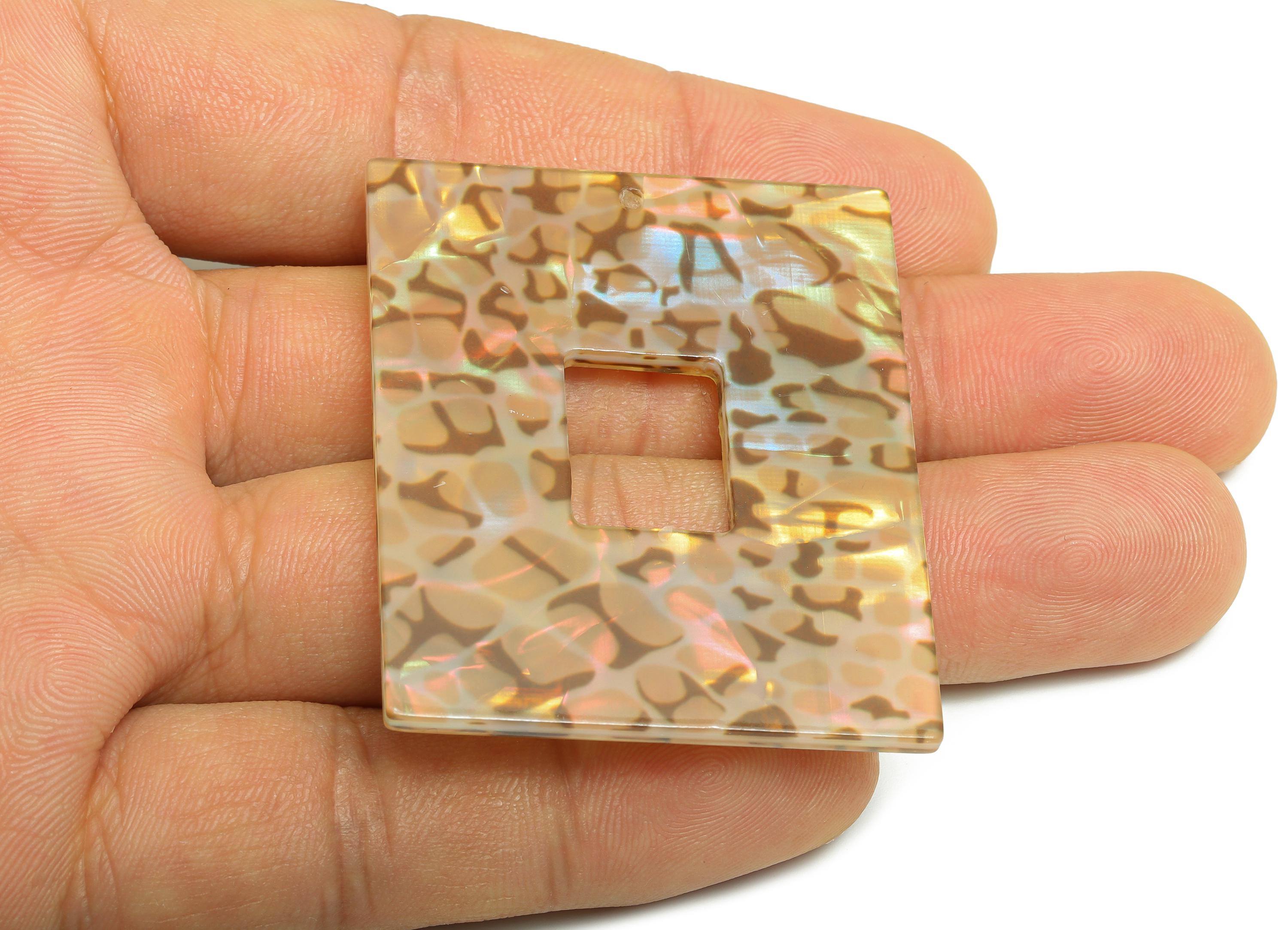 PVC Tortoiseshell Charm - Iridescent Shimmering Effect Charm - Modern Jewelry - Handmade Accessory - 48.92x39.65x2mm - AC2614-A1049 - DOMEDBAZAAR