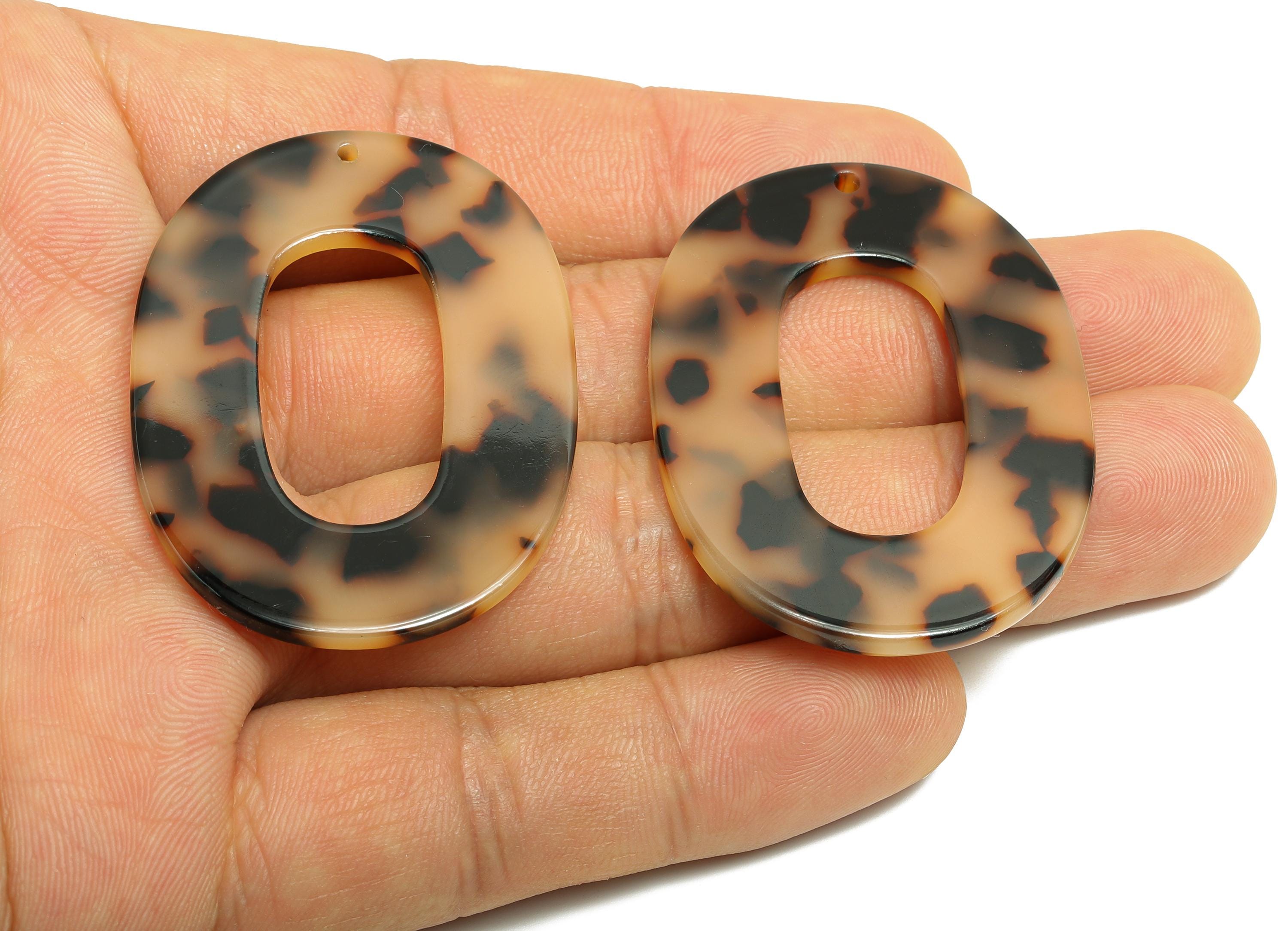 Acetic Acid Tortoise Shell Charm - Oval DIY Charm - Geometric Jewelry - Handmade Accessory - DIY Accessories - 47x34x2mm - AC1065-A369 - DOMEDBAZAAR