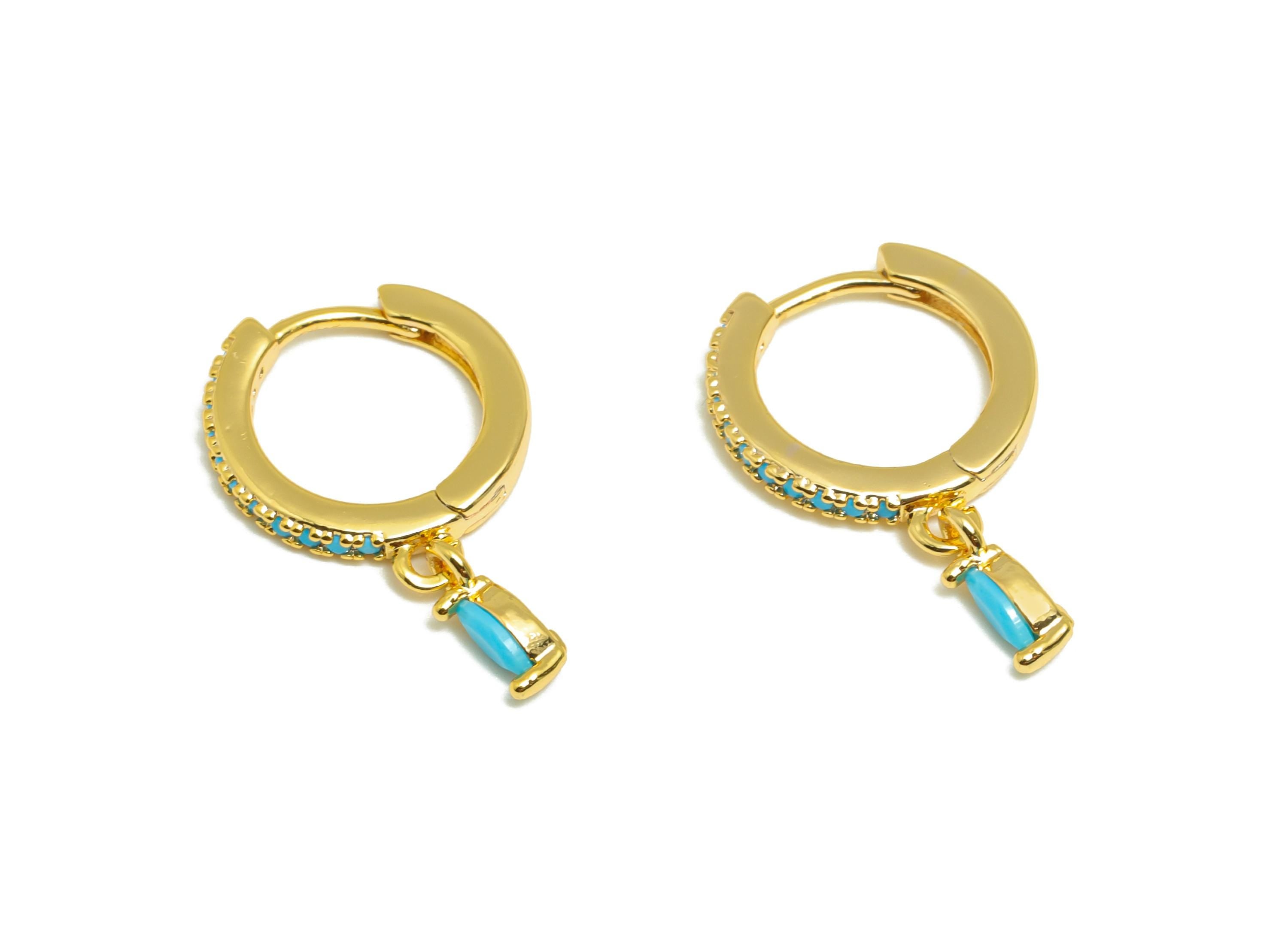 Zircon Gold Huggie Hoop Earring - Brass Marquise Hoop Earring - Dainty Gold Jewelry - Modern Gold Jewelry - 19.2x12.04x1.84mm - RGP10268 - DOMEDBAZAAR