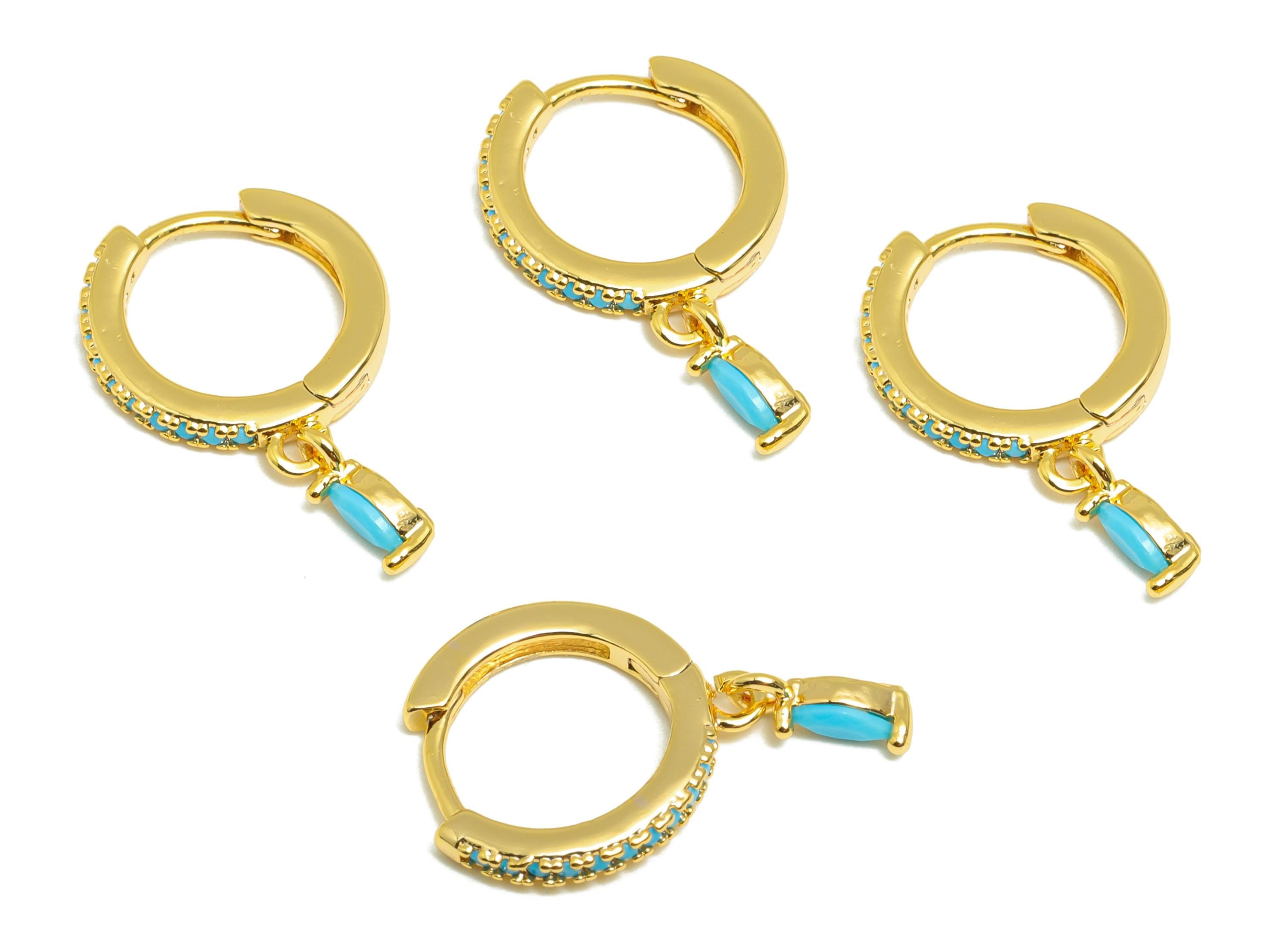 Zircon Gold Huggie Hoop Earring - Brass Marquise Hoop Earring - Dainty Gold Jewelry - Modern Gold Jewelry - 19.2x12.04x1.84mm - RGP10268 - DOMEDBAZAAR