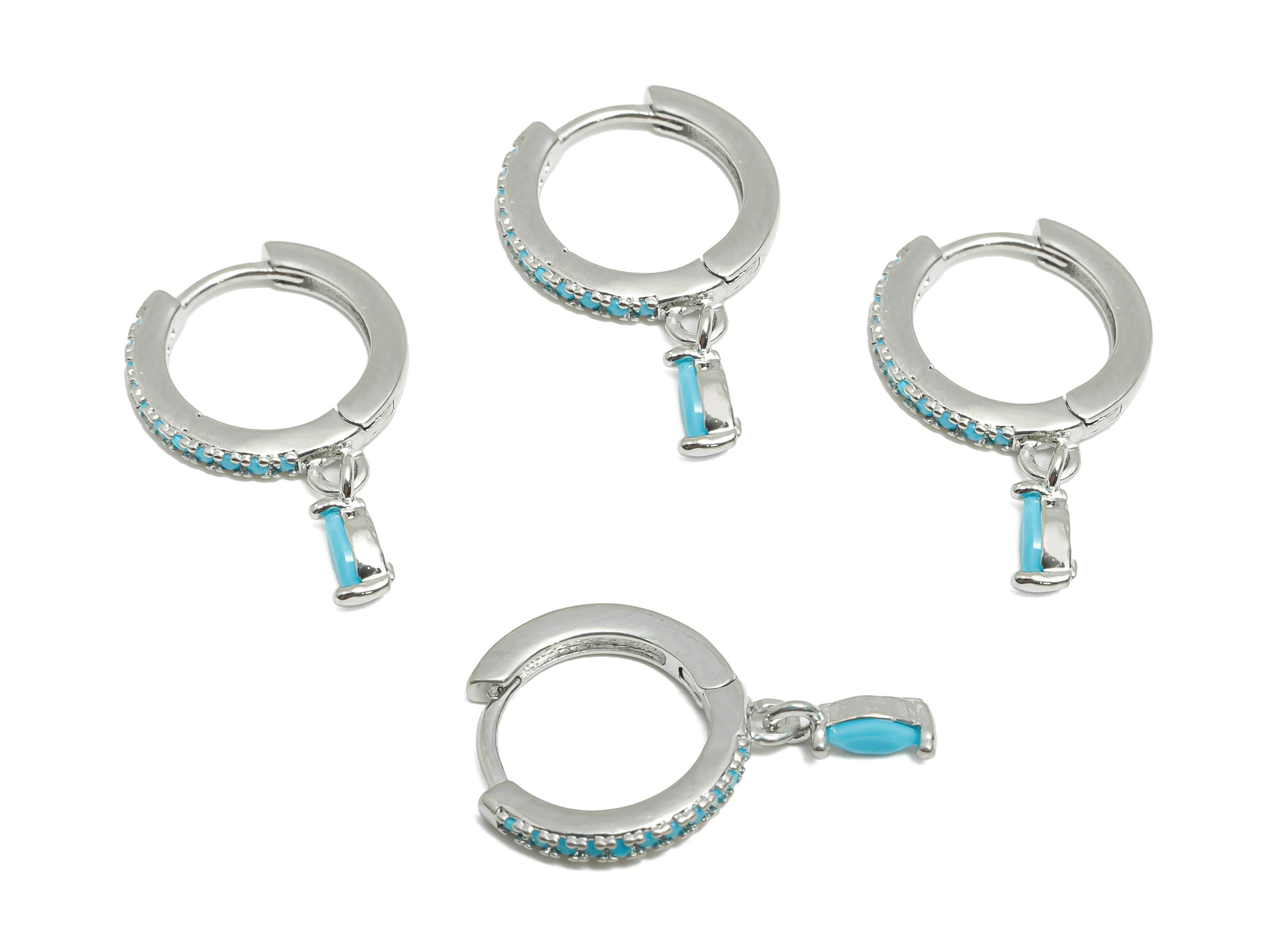 Zircon Gold Huggie Hoop Earring - Brass Marquise Hoop Earring - Dainty Hoop Jewelry - Modern Silver Jewelry - 19.2x12.04x1.84mm - RGP10269 - DOMEDBAZAAR