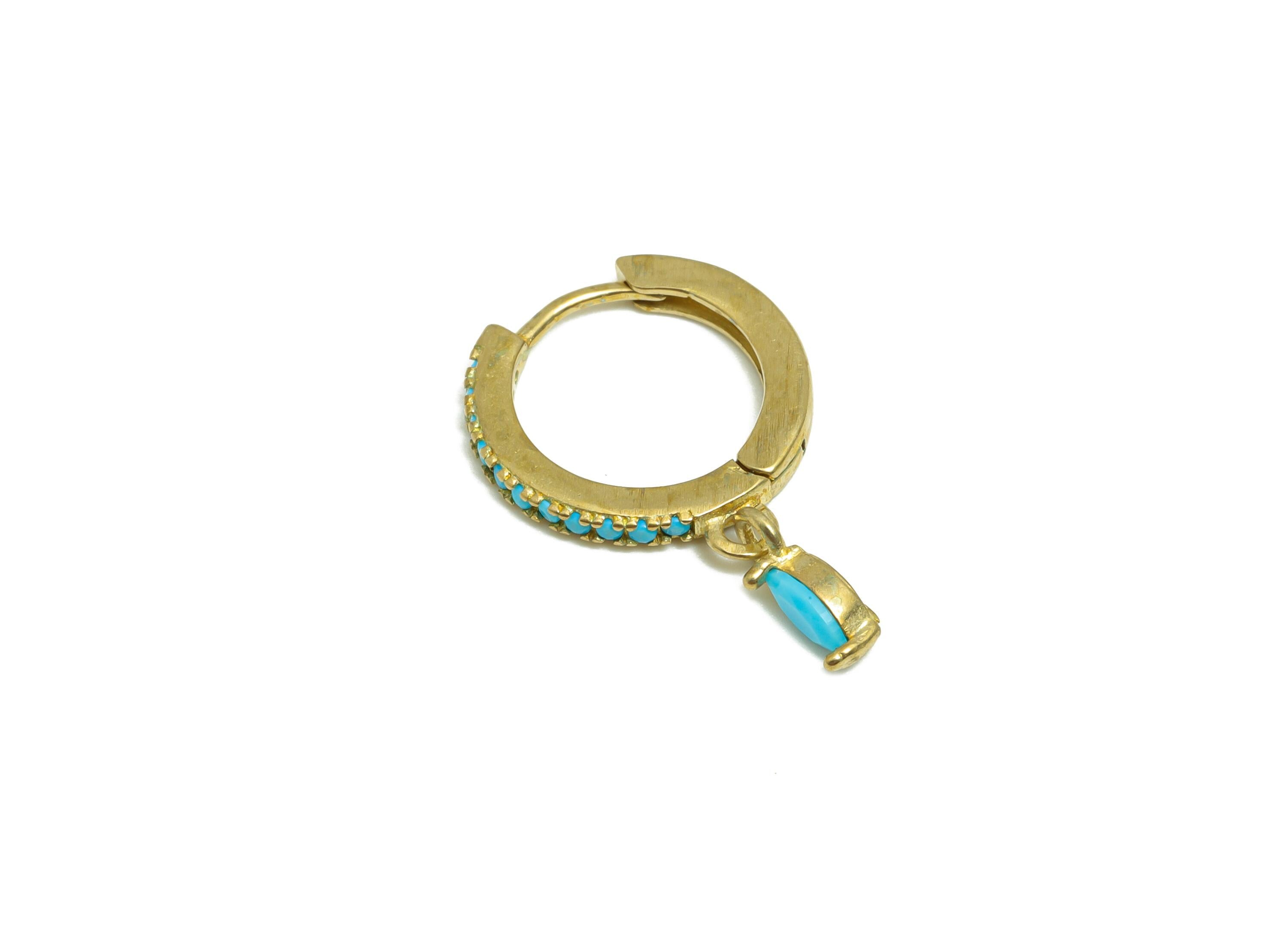 Zircon Huggie Hoop Earring - Raw Brass Marquise Hoop Earring - Dainty Hoop Jewelry - Modern Jewelry - Gift For Her - 19x12x1.84mm - PP10967 - DOMEDBAZAAR