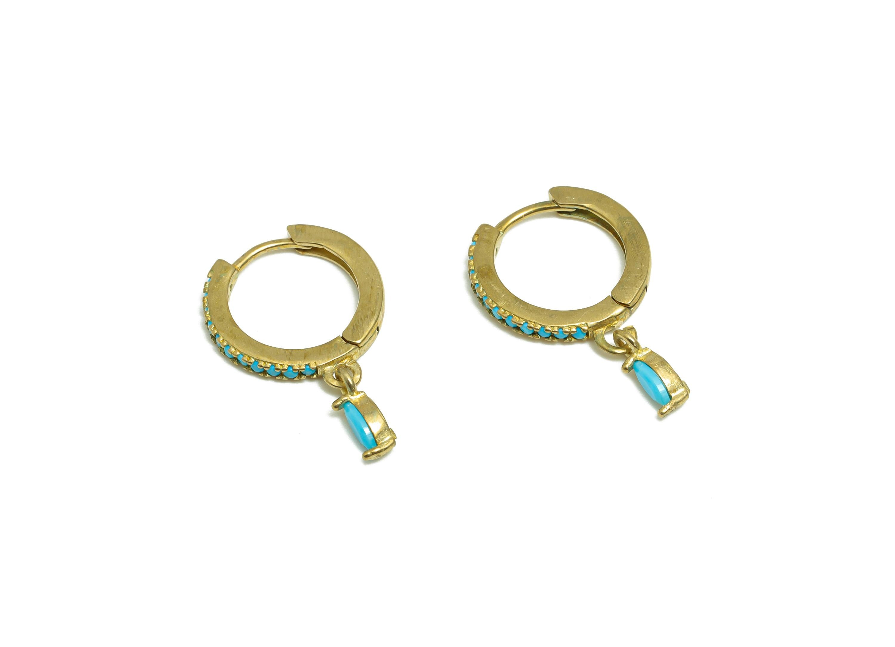 Zircon Huggie Hoop Earring - Raw Brass Marquise Hoop Earring - Dainty Hoop Jewelry - Modern Jewelry - Gift For Her - 19x12x1.84mm - PP10967 - DOMEDBAZAAR