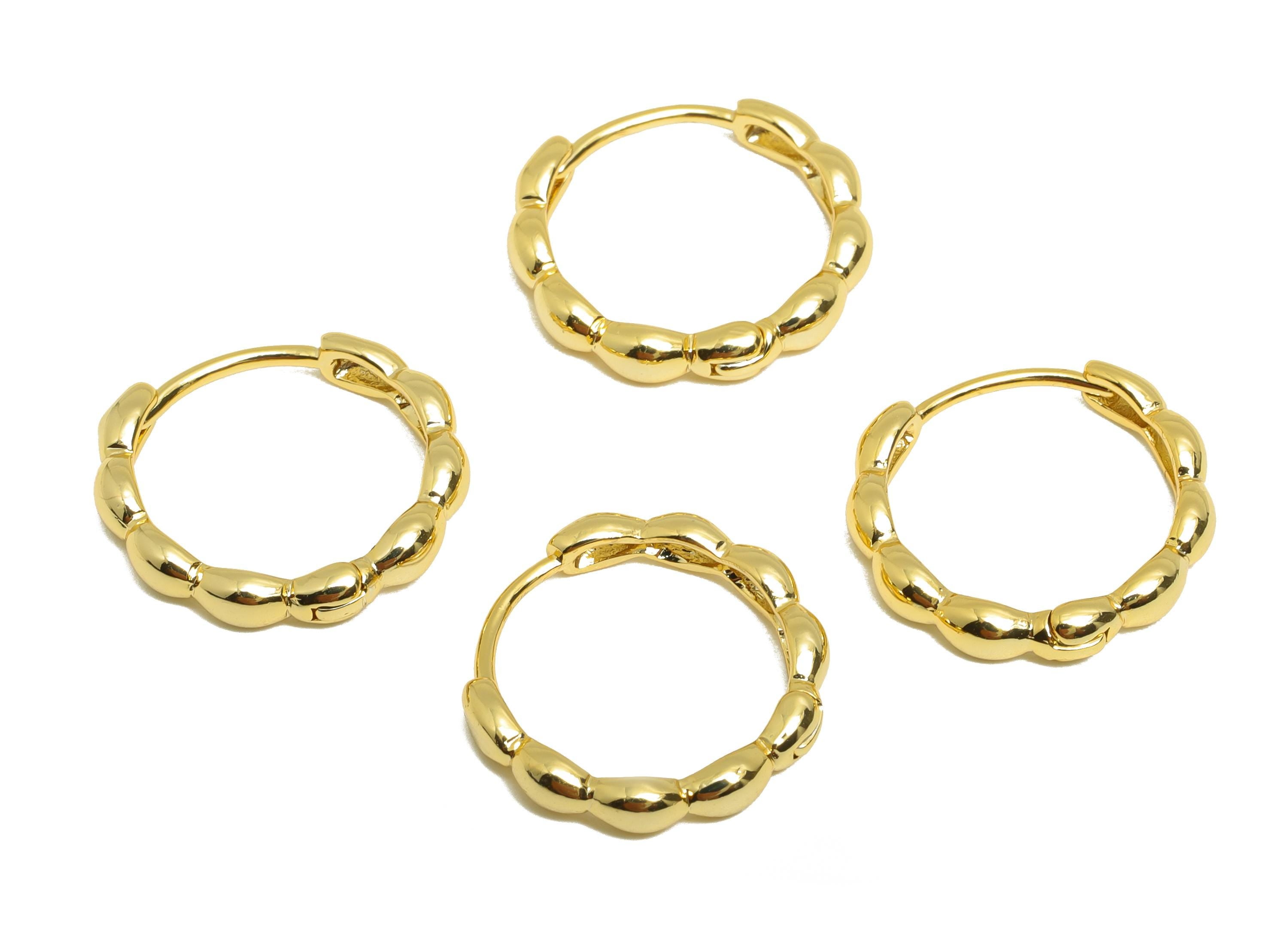 Brass Flower Hoop Earring - Gold Huggie Earring for Girls - Circle Daily Wear Earring - 18K Real Gold Plating - 15.94x15.28x2.73mm - RGP9008 - DOMEDBAZAAR