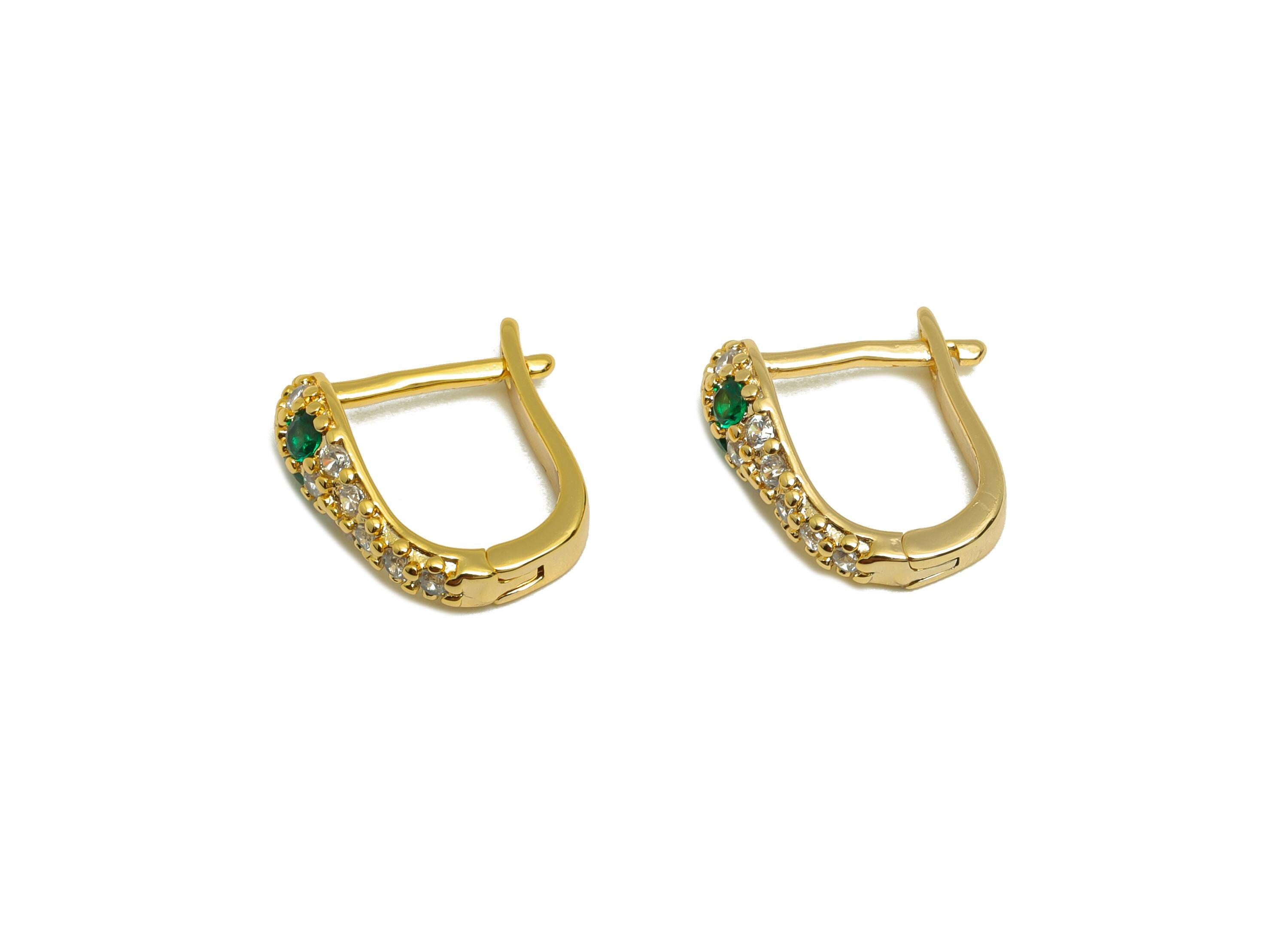 Brass Snake Huggie Earring - Gold Zircon Leverback Hoop Earring - CZ Daily Wear Earring - 18K Real Gold Plated - 12.3x11.97x2.02mm - RGP9012 - DOMEDBAZAAR