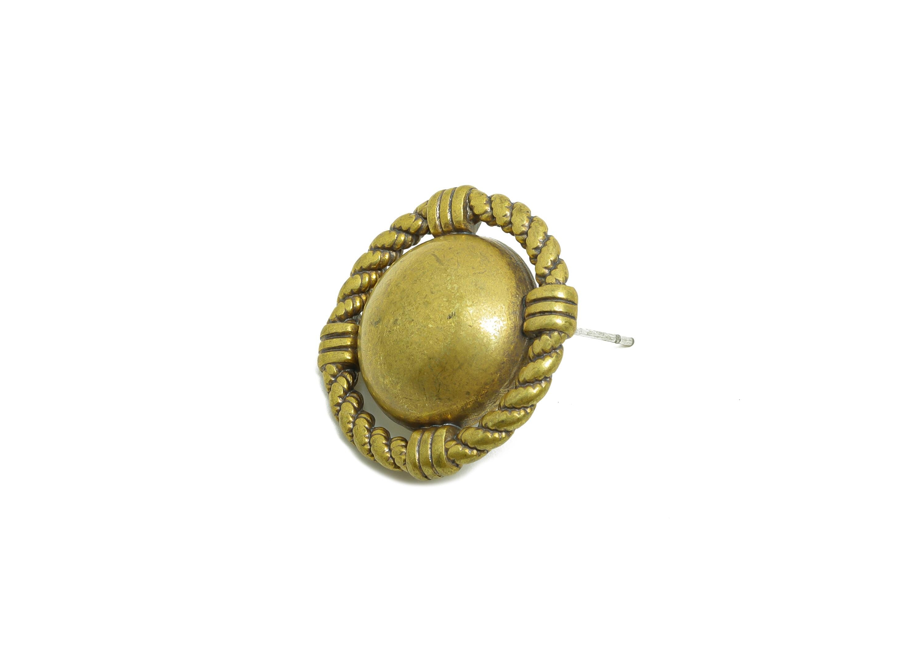Vintage Rope Twist Stud Earrings - Raw Brass Classic Earrings Rope Earring Post - Brass Antique Dome Earring - 23.48x23.48x6mm - PP10829 - DOMEDBAZAAR