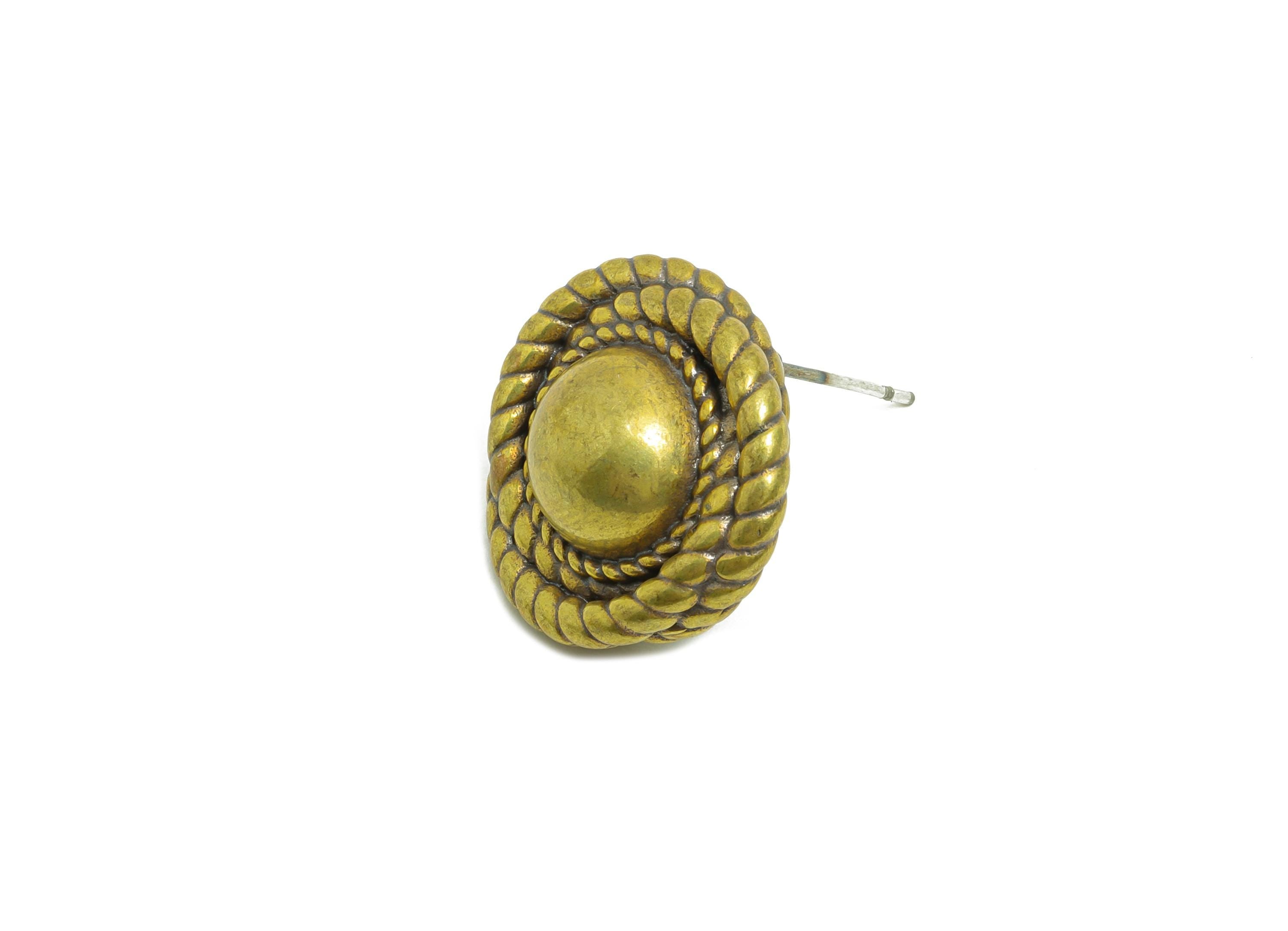 Vintage Rope Twist Stud Earrings - Raw Brass Classic Earrings Rope Earring Post - Brass Antique Dome Earring -18.9x18.6x7.46mm - PP10830 - DOMEDBAZAAR
