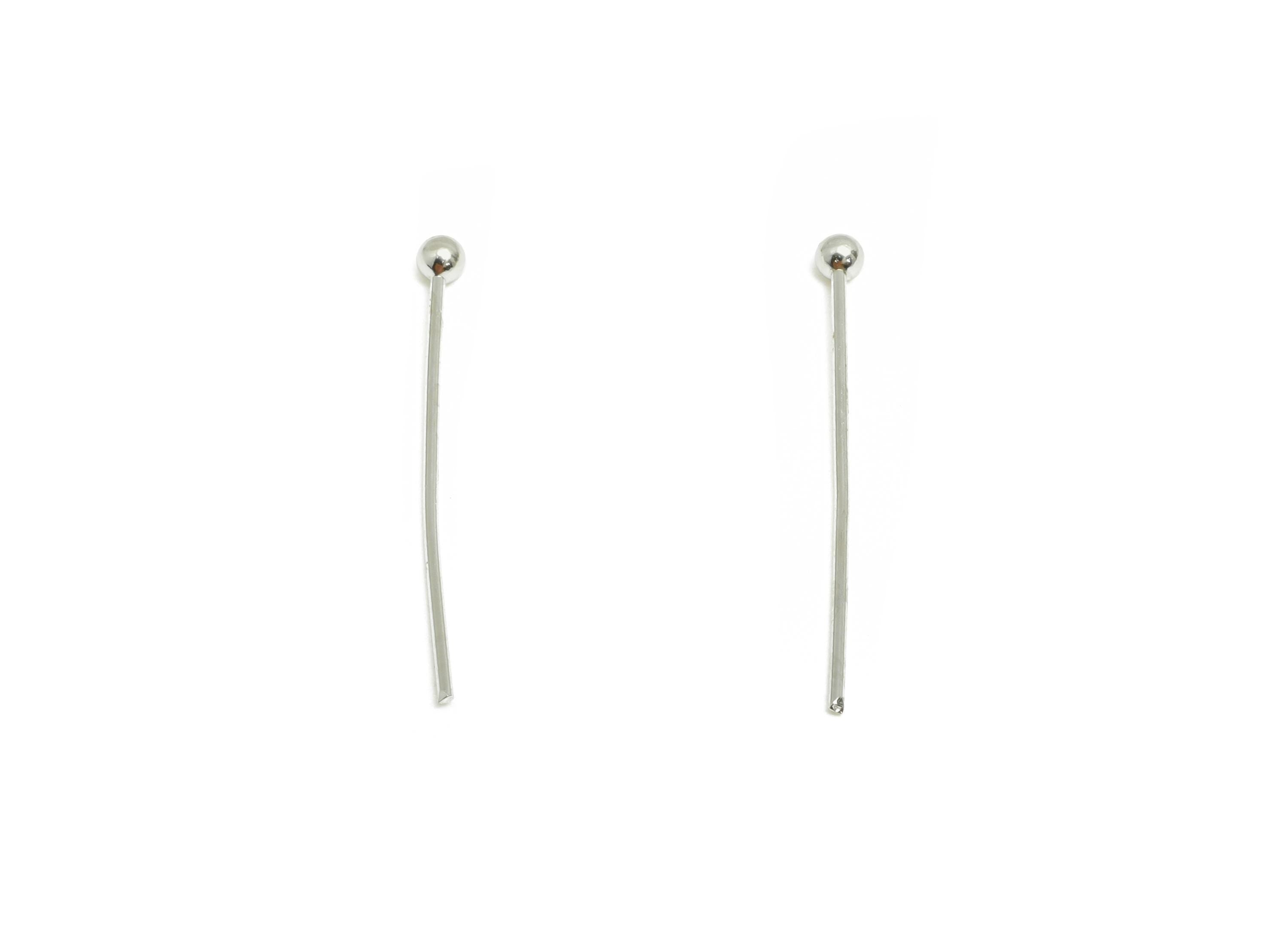 20mm Ball Head Pin Charm - Brass Essential Beading - Craft Supplies For Bead - Bead Stopper - 18k Real White Gold Plated - RGP10278