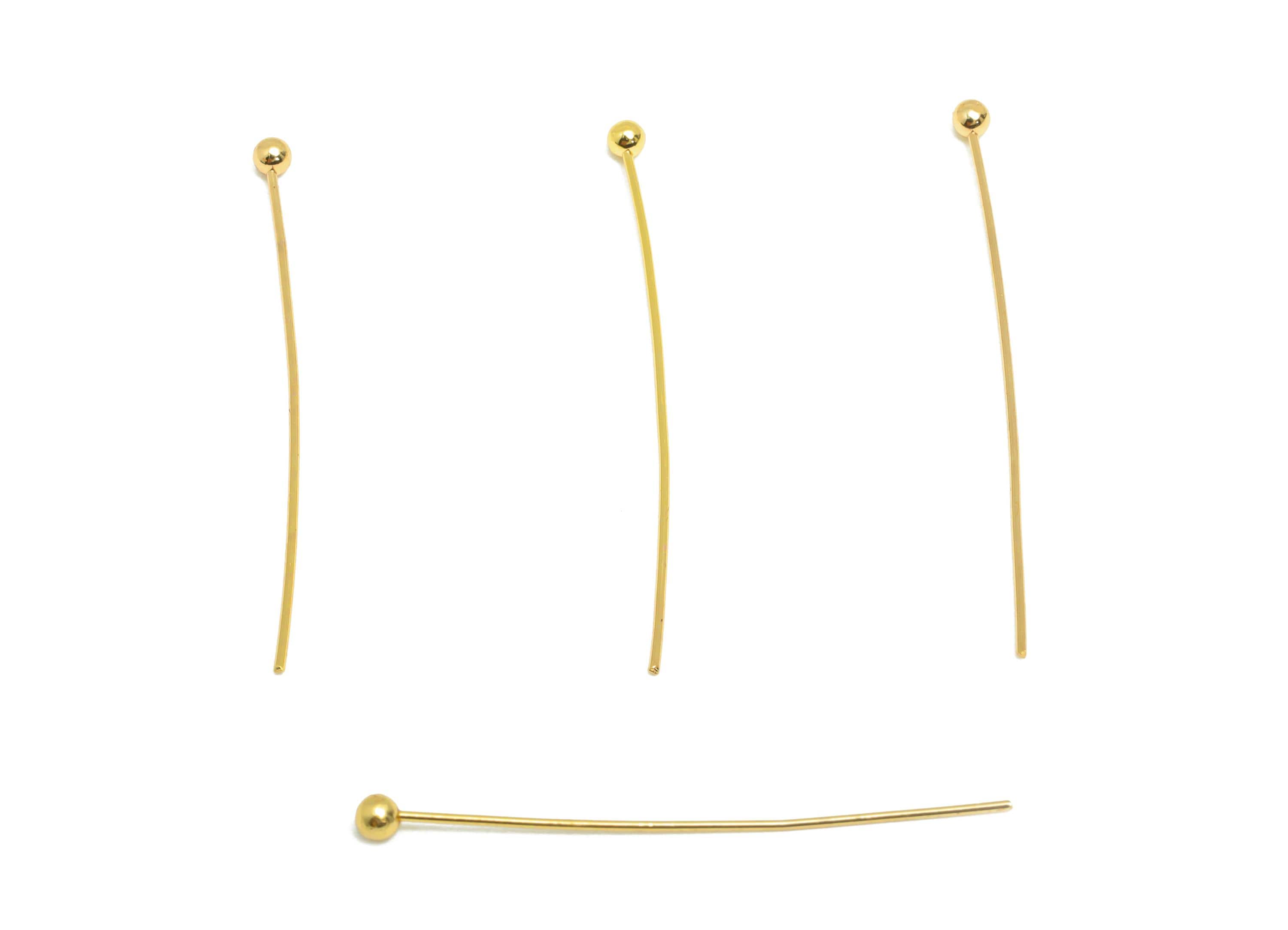30mm Ball Head Pin Charm - Brass Essential Beading - Craft Supplies For Bead - Bead Stopper - 18k Real Gold Plated - RGP10281