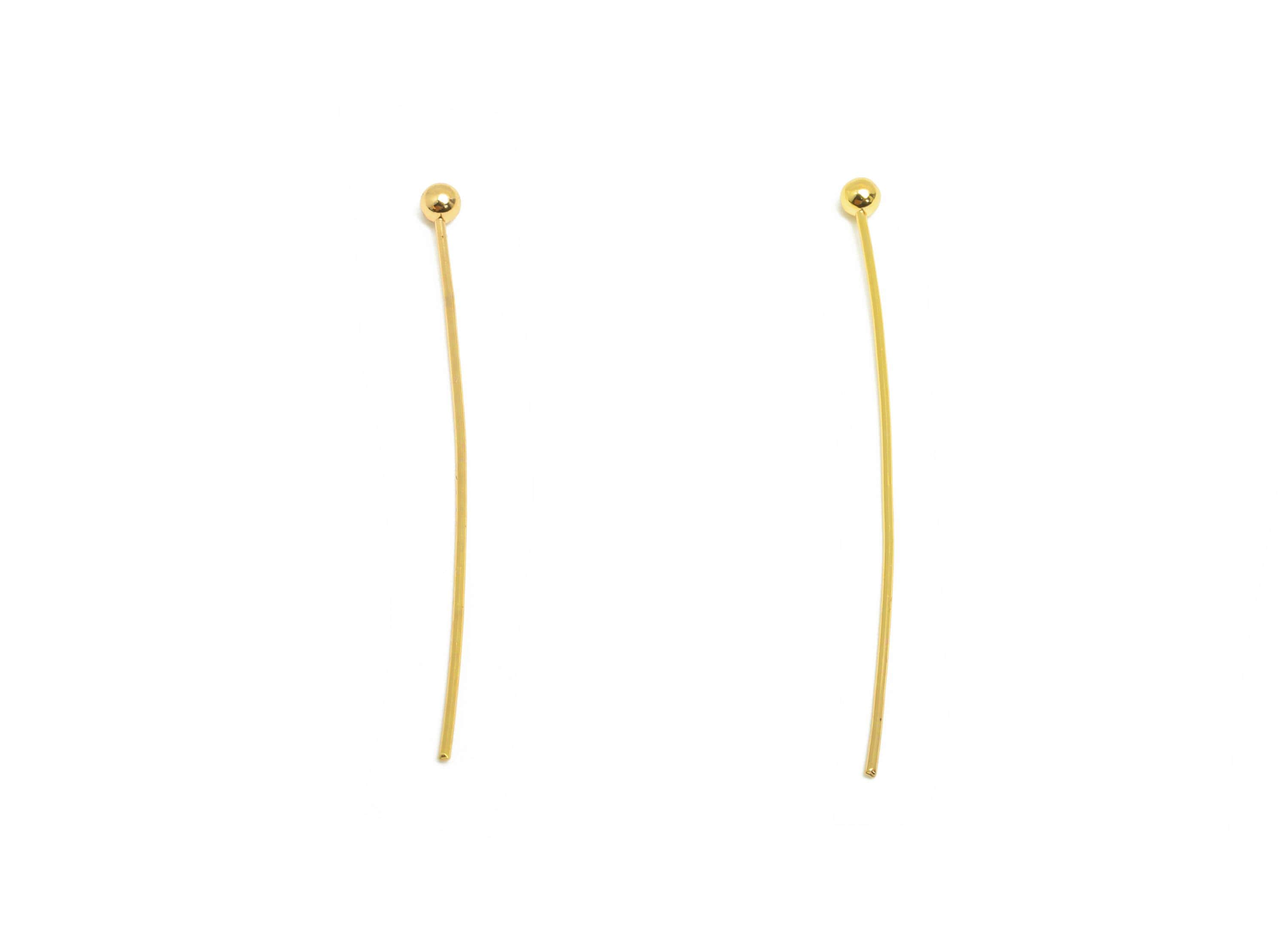 30mm Ball Head Pin Charm - Brass Essential Beading - Craft Supplies For Bead - Bead Stopper - 18k Real Gold Plated - RGP10281
