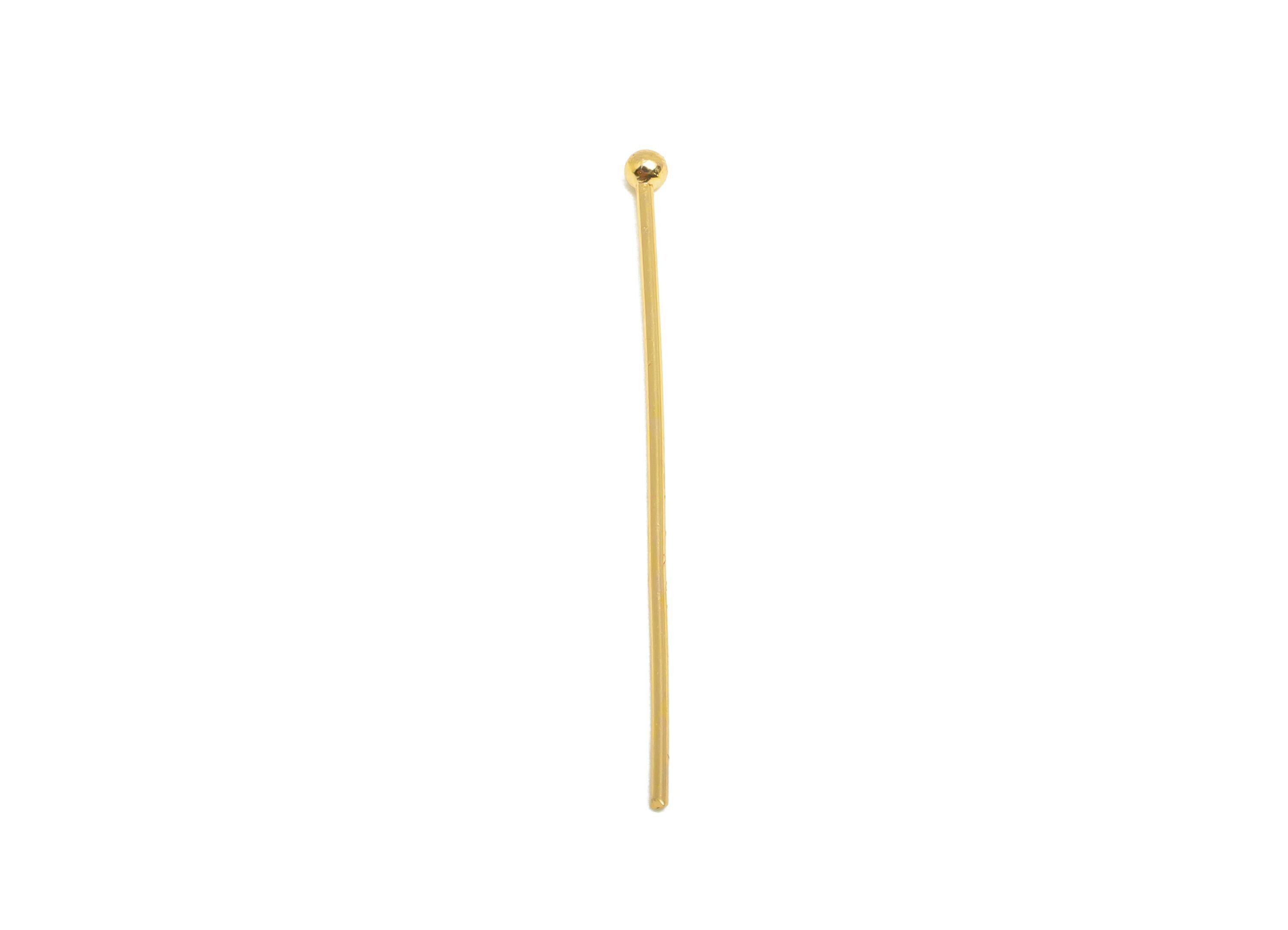 20mm Ball Head Pin Charm - Brass Essential Beading - Craft Supplies For Bead - Bead Stopper - 18k Real Gold Plated - RGP10285 - DOMEDBAZAAR