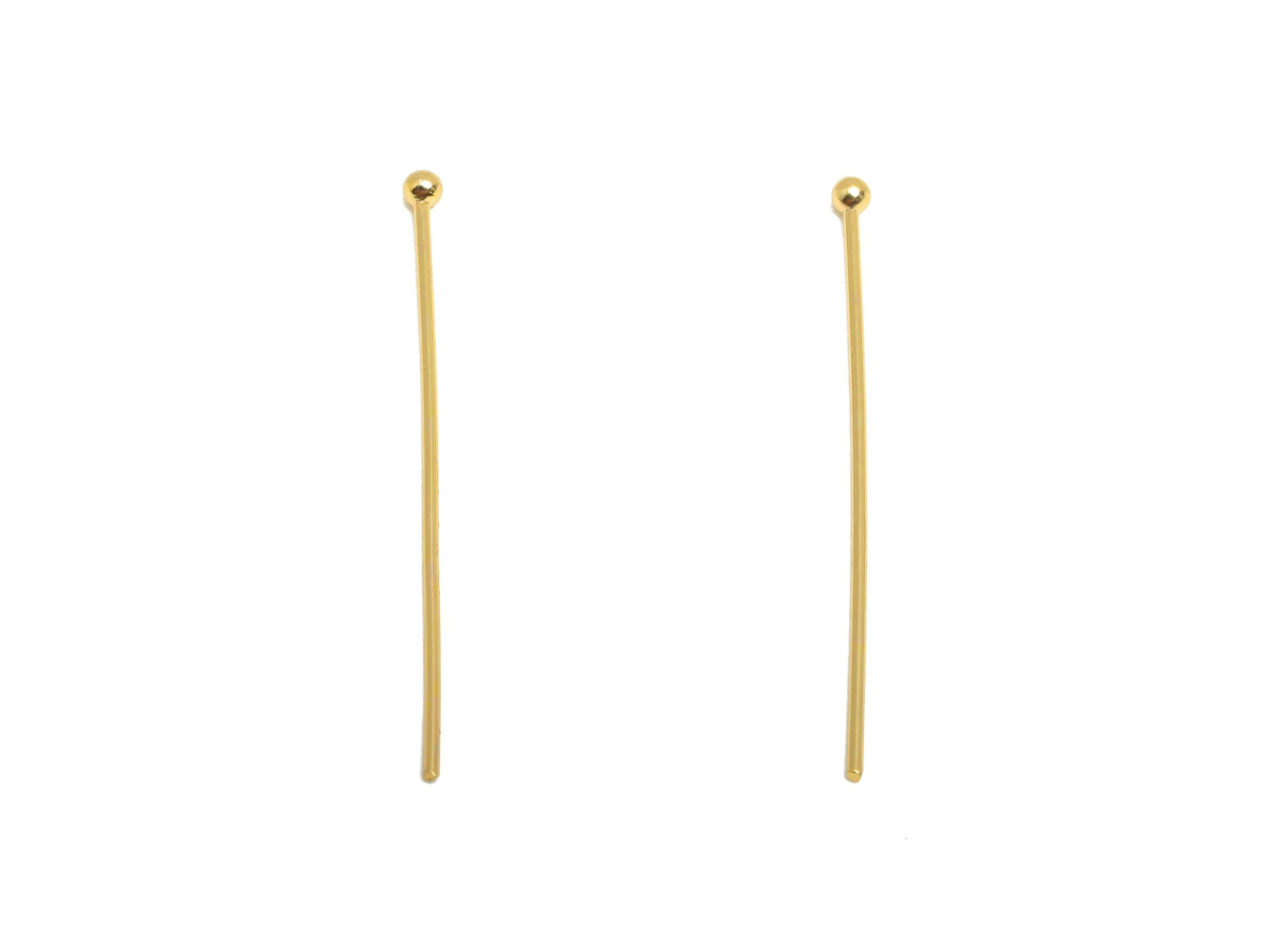 20mm Ball Head Pin Charm - Brass Essential Beading - Craft Supplies For Bead - Bead Stopper - 18k Real Gold Plated - RGP10285 - DOMEDBAZAAR