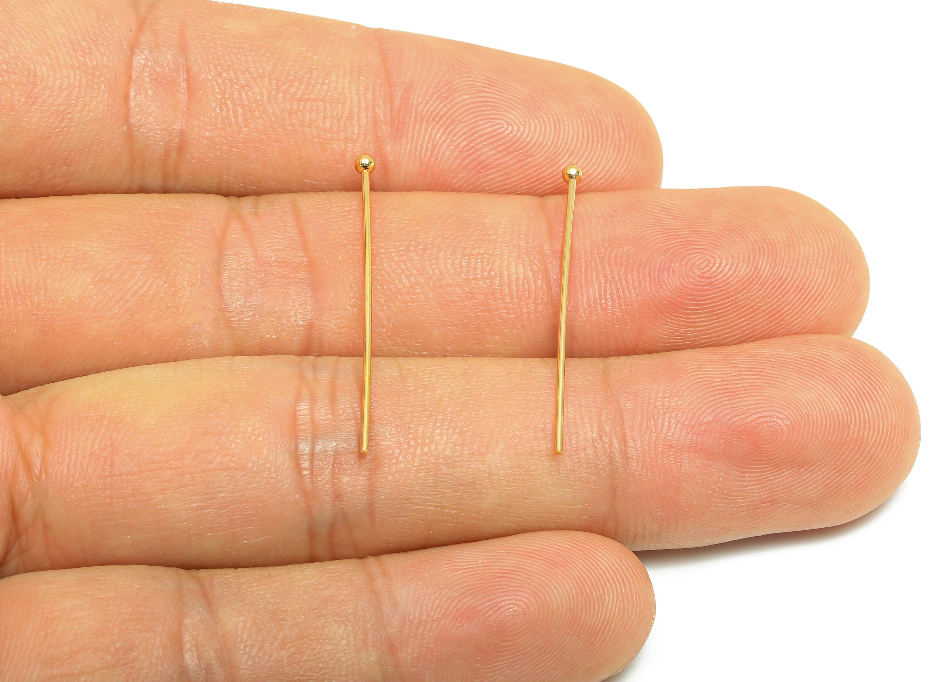 20mm Ball Head Pin Charm - Brass Essential Beading - Craft Supplies For Bead - Bead Stopper - 18k Real Gold Plated - RGP10285 - DOMEDBAZAAR
