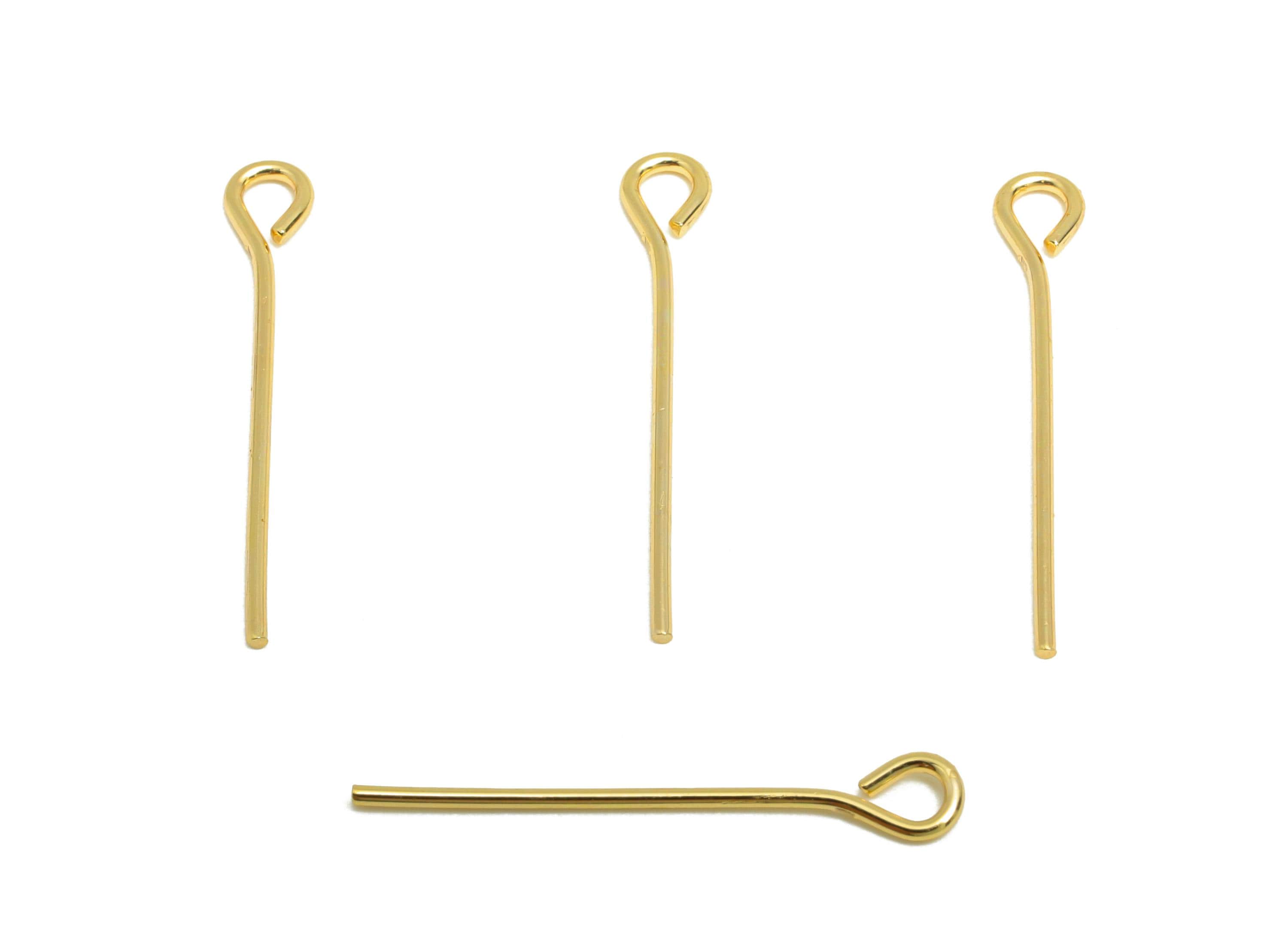 Brass Eye Pin - Brass Bead Threading Component Assembly - Brass Linking Bead Components - 18k Real  Gold Plated - 40x2x0.6mm -RGP10286 - DOMEDBAZAAR