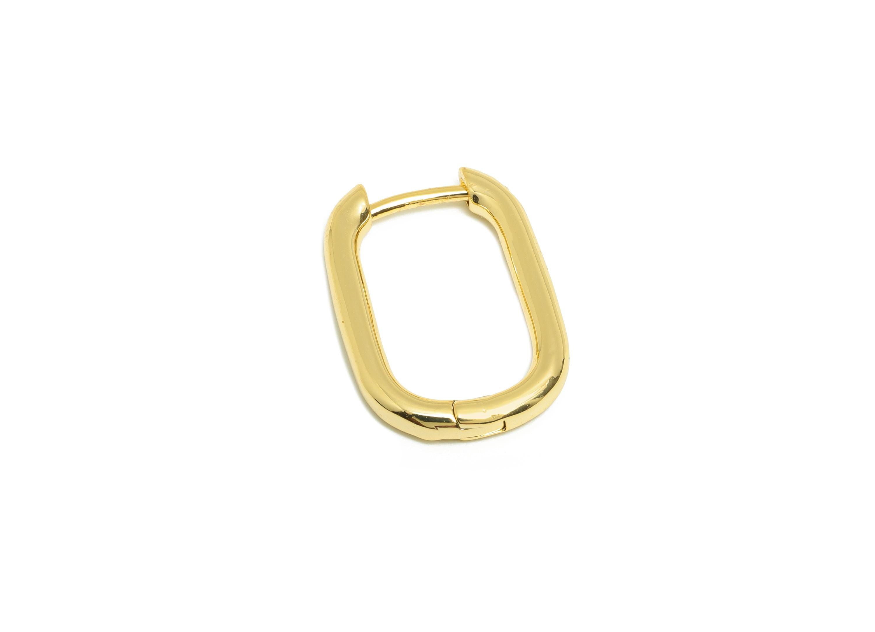 Brass Rectangle Hoop Earring - Gold U Huggie Earring Clasp for Girl - Daily Wear Earring - 18K Real Gold Plated - 22.17x14.87x2.54mm-RGP9016 - DOMEDBAZAAR