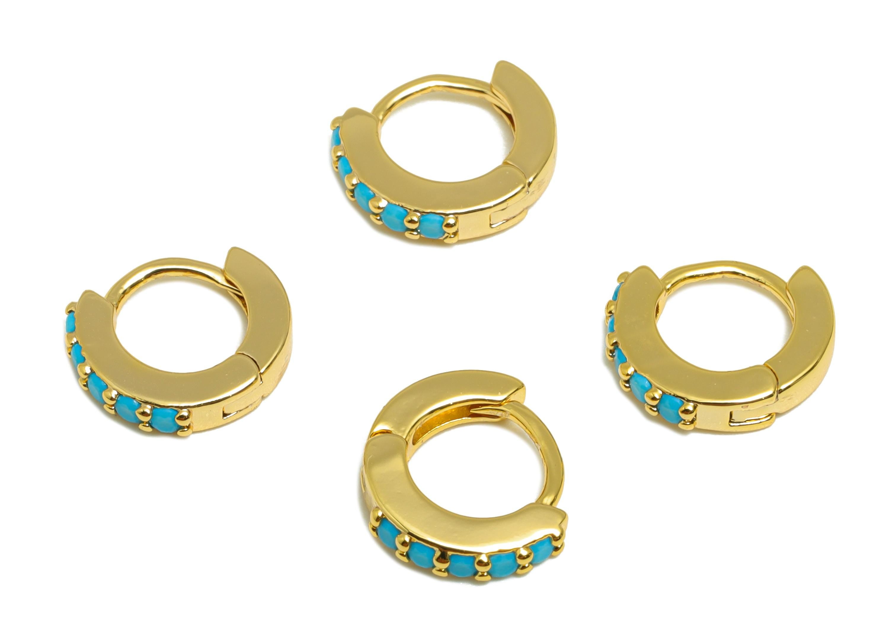 Gold Mini Hoop Earring - Brass Zircon Modern Huggie Hoop Earring - Classic Style Hoop Earring - 18k Real Gold Plated - 9.55x8x2mm - RGP10264 - DOMEDBAZAAR