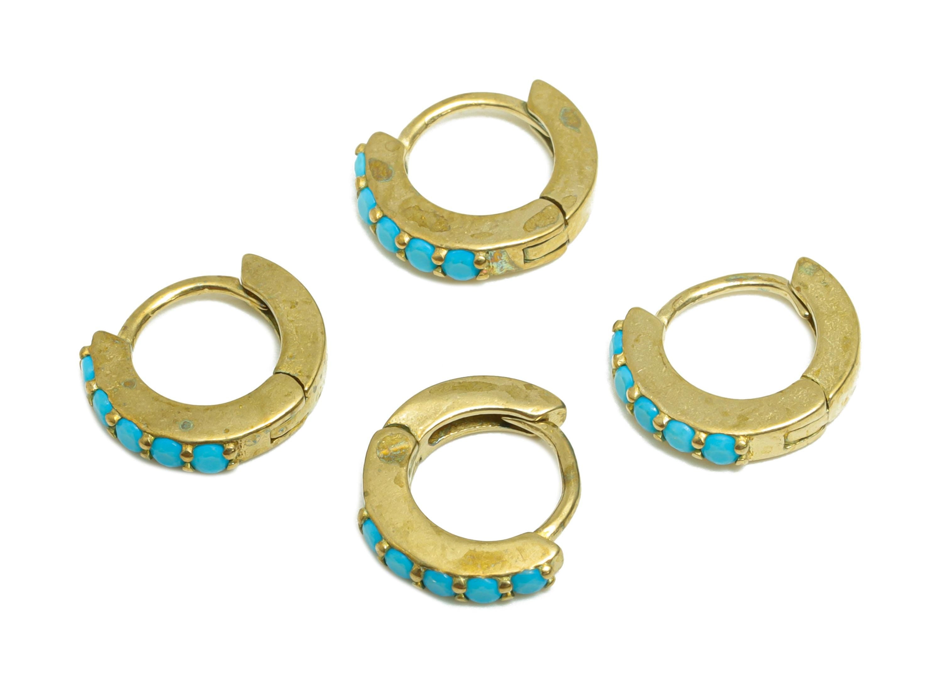 Brass Hoop Earring - Raw Brass Zircon Modern Huggie Hoop Earring - Classic Hoop Earring - Fashion Jewelry - Gift For Her - 9x8x2mm - PP10965 - DOMEDBAZAAR