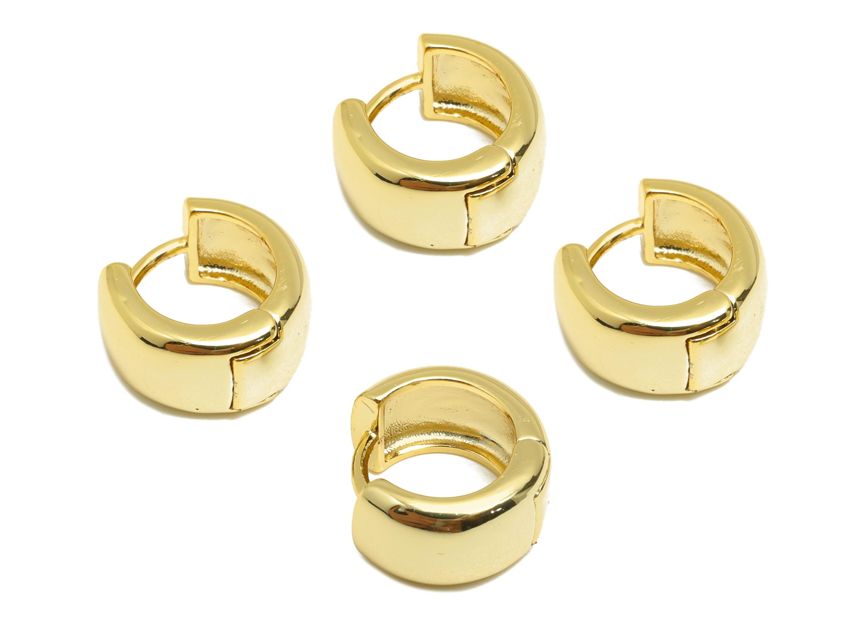 Brass Thick Hoop Earring - Gold Circle Huggie Earring - Minimalist Daily Wear Earring - 18K Real Gold Plating - 11.66x10.7x2.1mm - RGP9136 - DOMEDBAZAAR