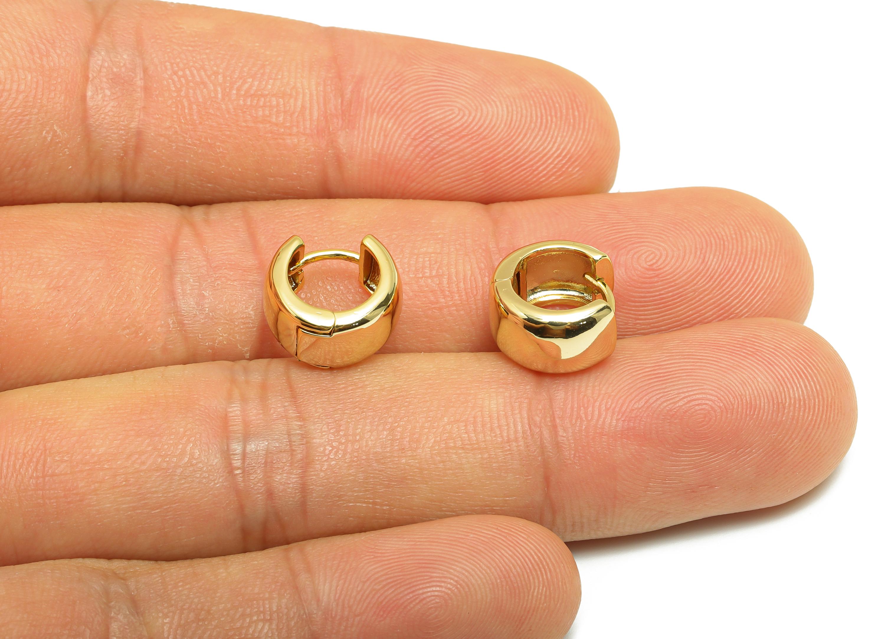 Brass Thick Hoop Earring - Gold Circle Huggie Earring - Minimalist Daily Wear Earring - 18K Real Gold Plating - 11.66x10.7x2.1mm - RGP9136 - DOMEDBAZAAR