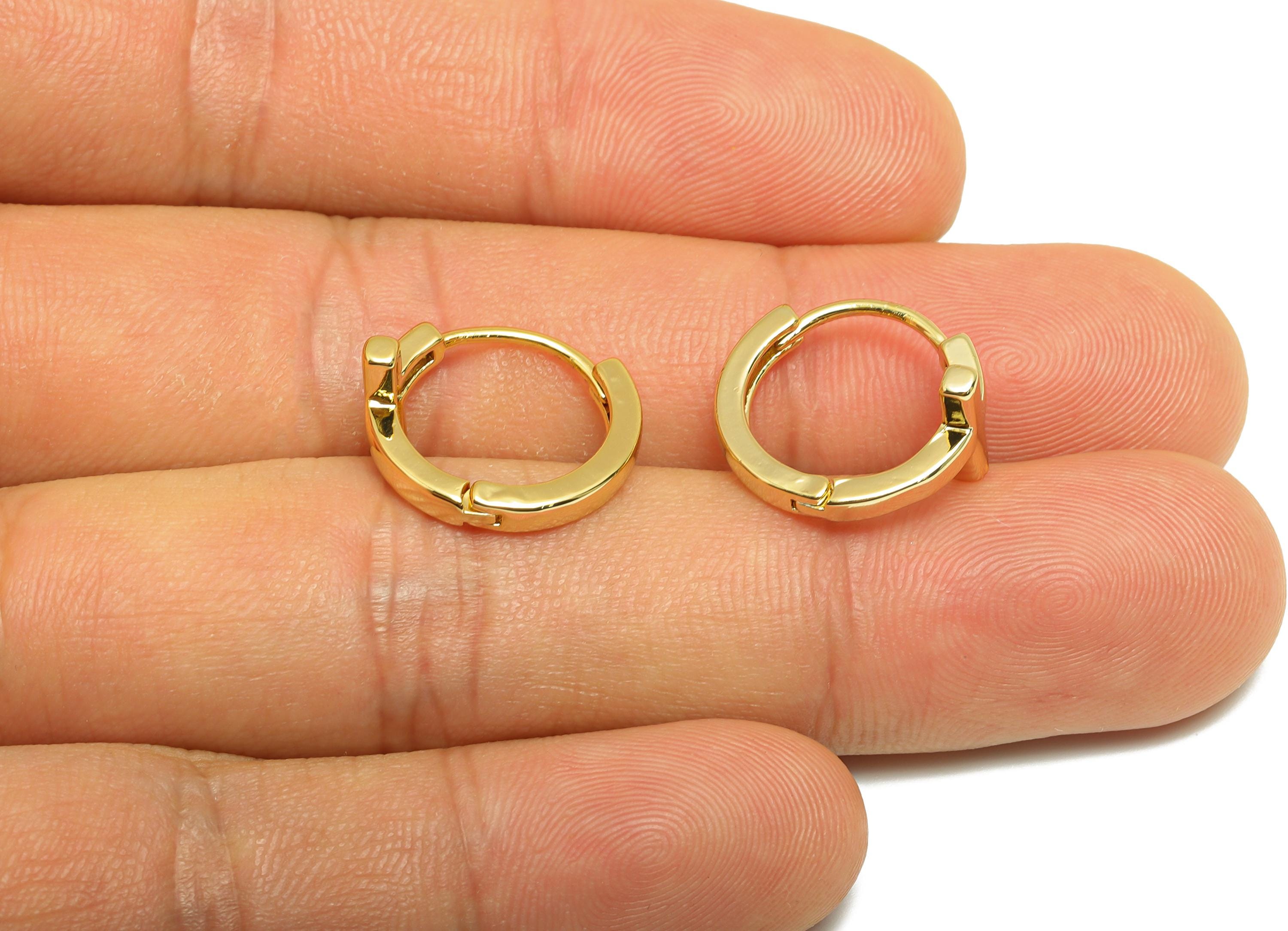 Brass Cross Hoop Earring - Gold Huggie Earring for Women - Minimalist Daily Wear Earring - 18K Real Gold Plating -15.93x9.48x1.73mm -RGP9137 - DOMEDBAZAAR