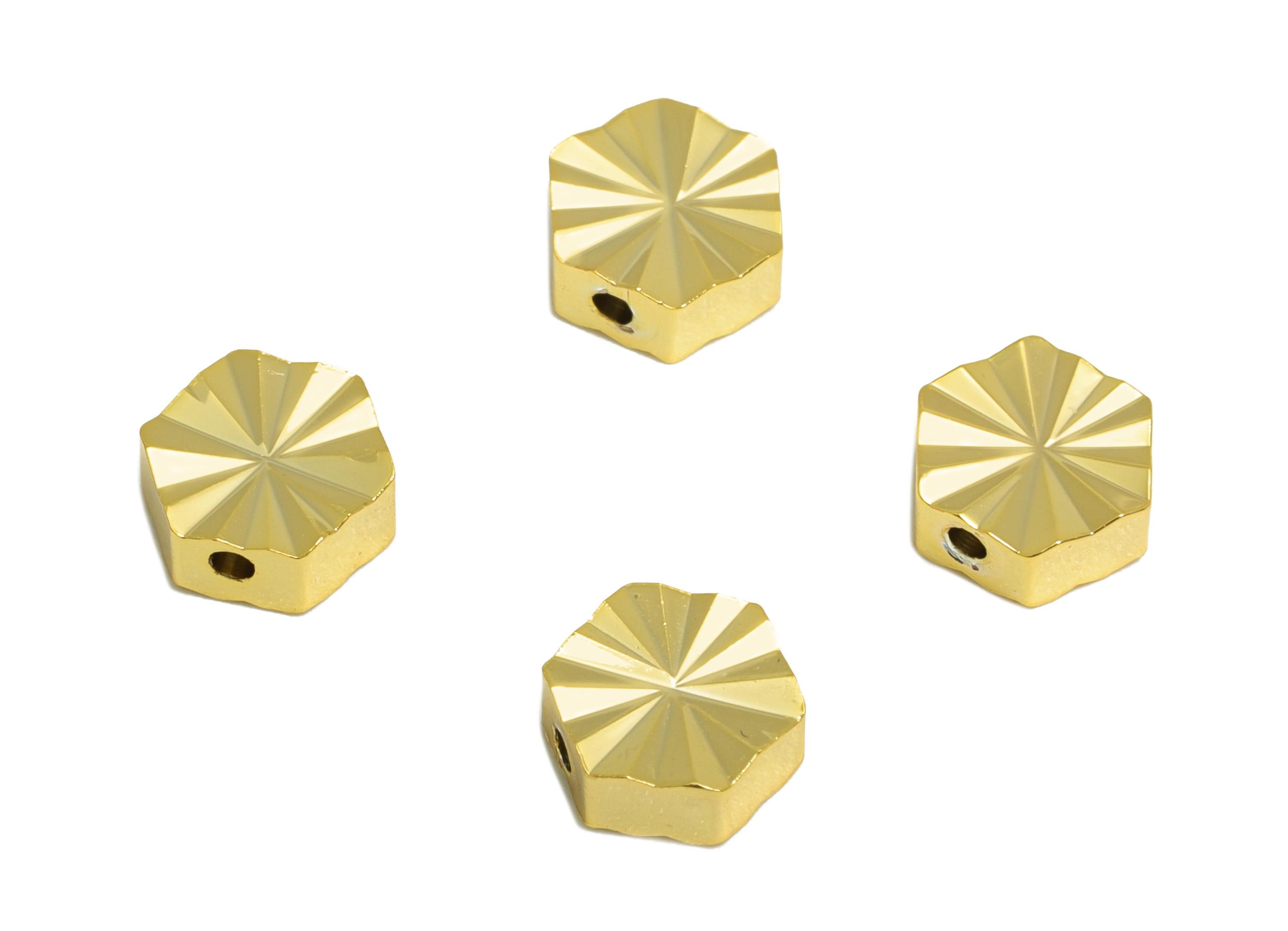 Brass Spacer Bead - Brass Hexagon Faceted Beads for Jewelry Making - Gold Decorative Metal Craft Bead - Gold Jewelry - 6x6x2mm - RGP10302 - DOMEDBAZAAR