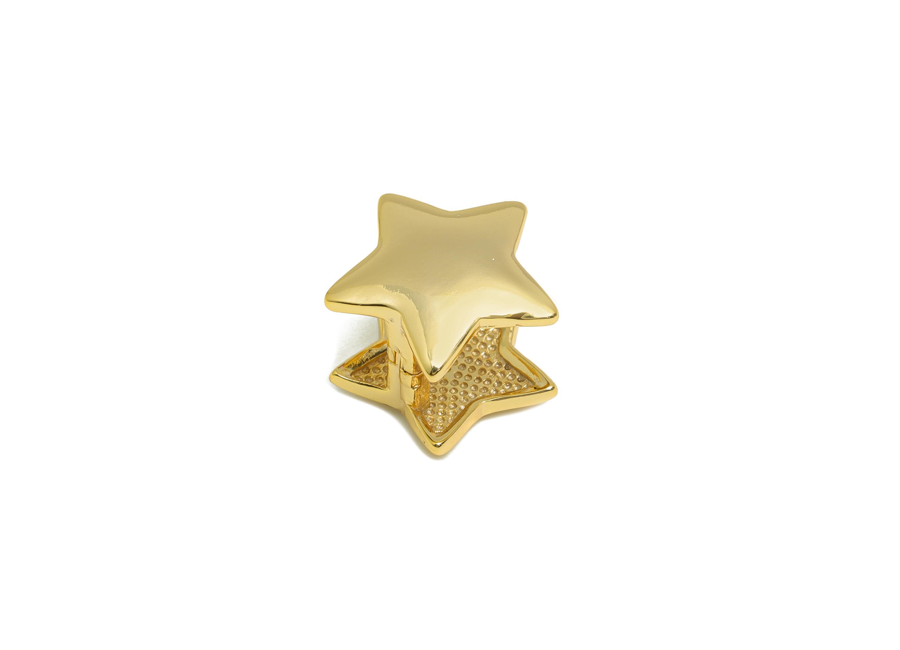 Brass Star Huggie Earring - Gold Minimalist Star Earring Clasps - Daily Wear Hoop Earring - 18K Real Gold Plating - 12.58x12.19x2mm- RGP9156 - DOMEDBAZAAR