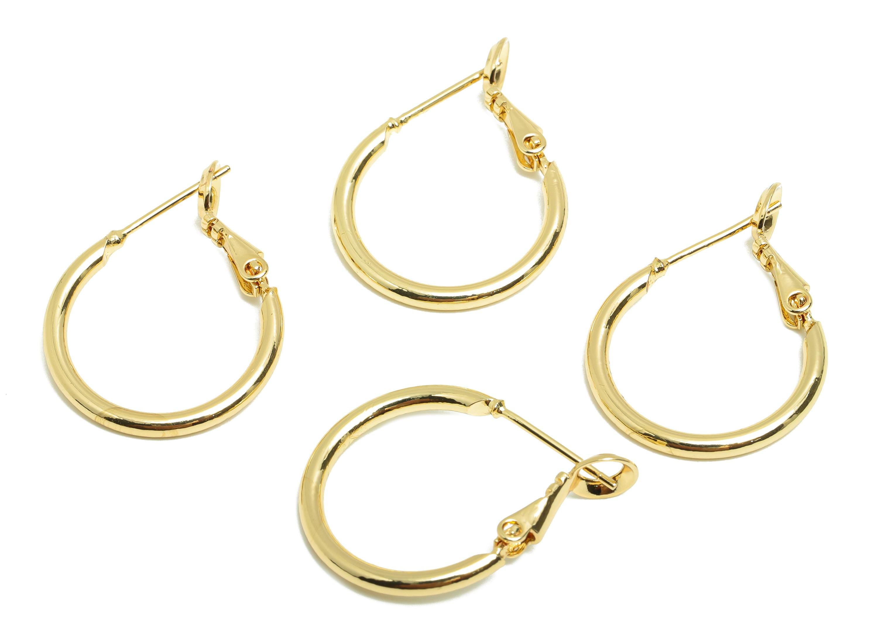 Brass Circle Hoop Earring - Gold Minimalist Huggie Earring - Daily Wear Hinged Back Earring - 18K Real Gold Plating - 26.82x20x2mm - RGP9026 - DOMEDBAZAAR