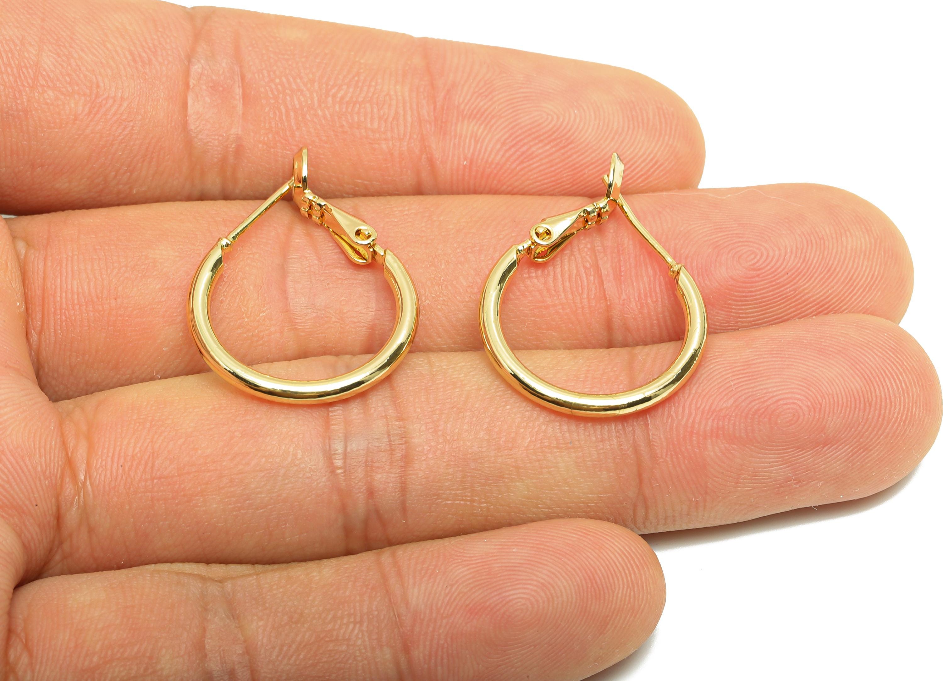 Brass Circle Hoop Earring - Gold Minimalist Huggie Earring - Daily Wear Hinged Back Earring - 18K Real Gold Plating - 26.82x20x2mm - RGP9026 - DOMEDBAZAAR