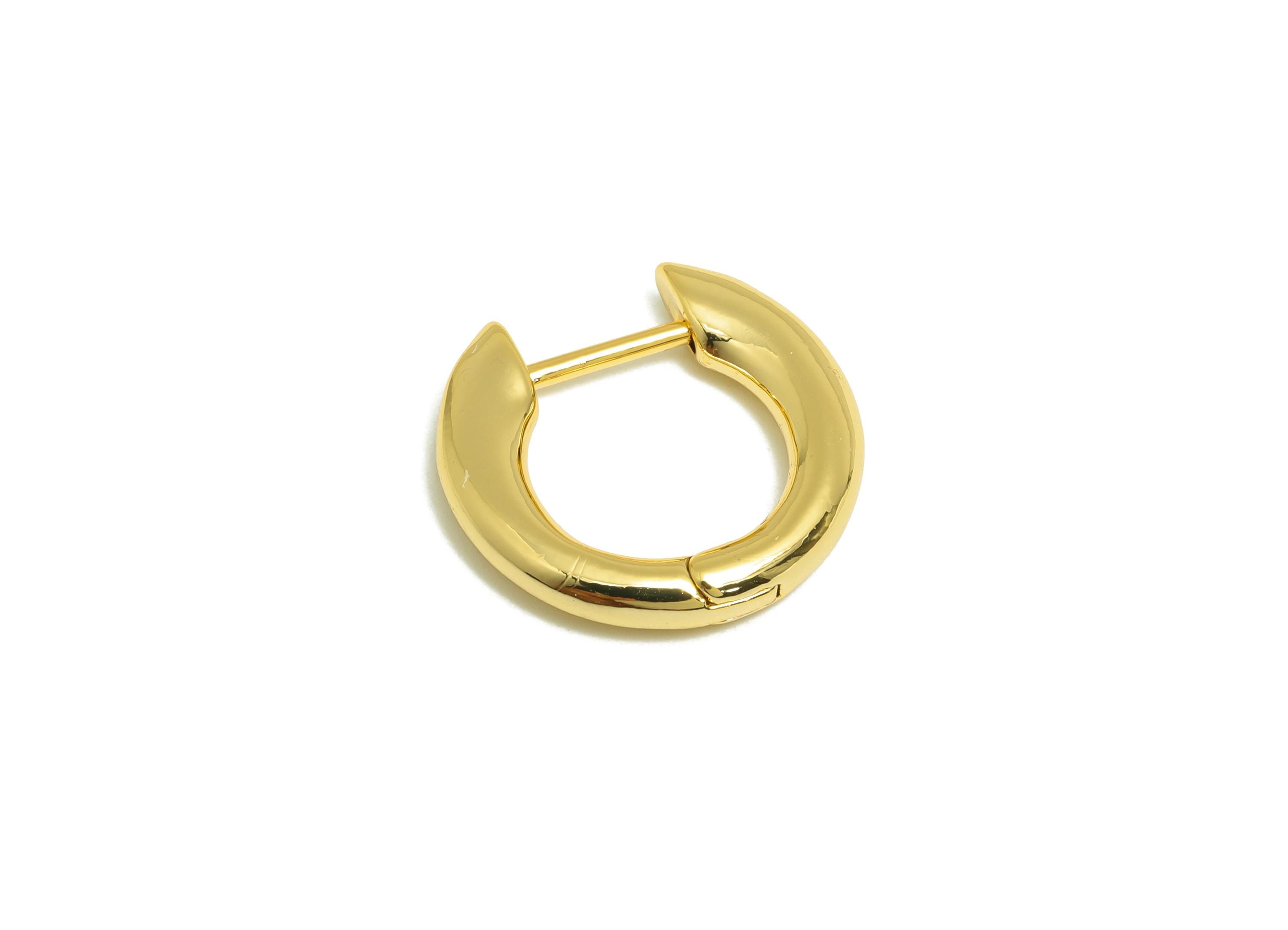 Brass Mini Hoop Earring - Gold Circle Huggie Earring - Minimalist Daily Wear Earring - 18K Real Gold Plating - 15.5x15.05x2.51mm - RGP9161 - DOMEDBAZAAR