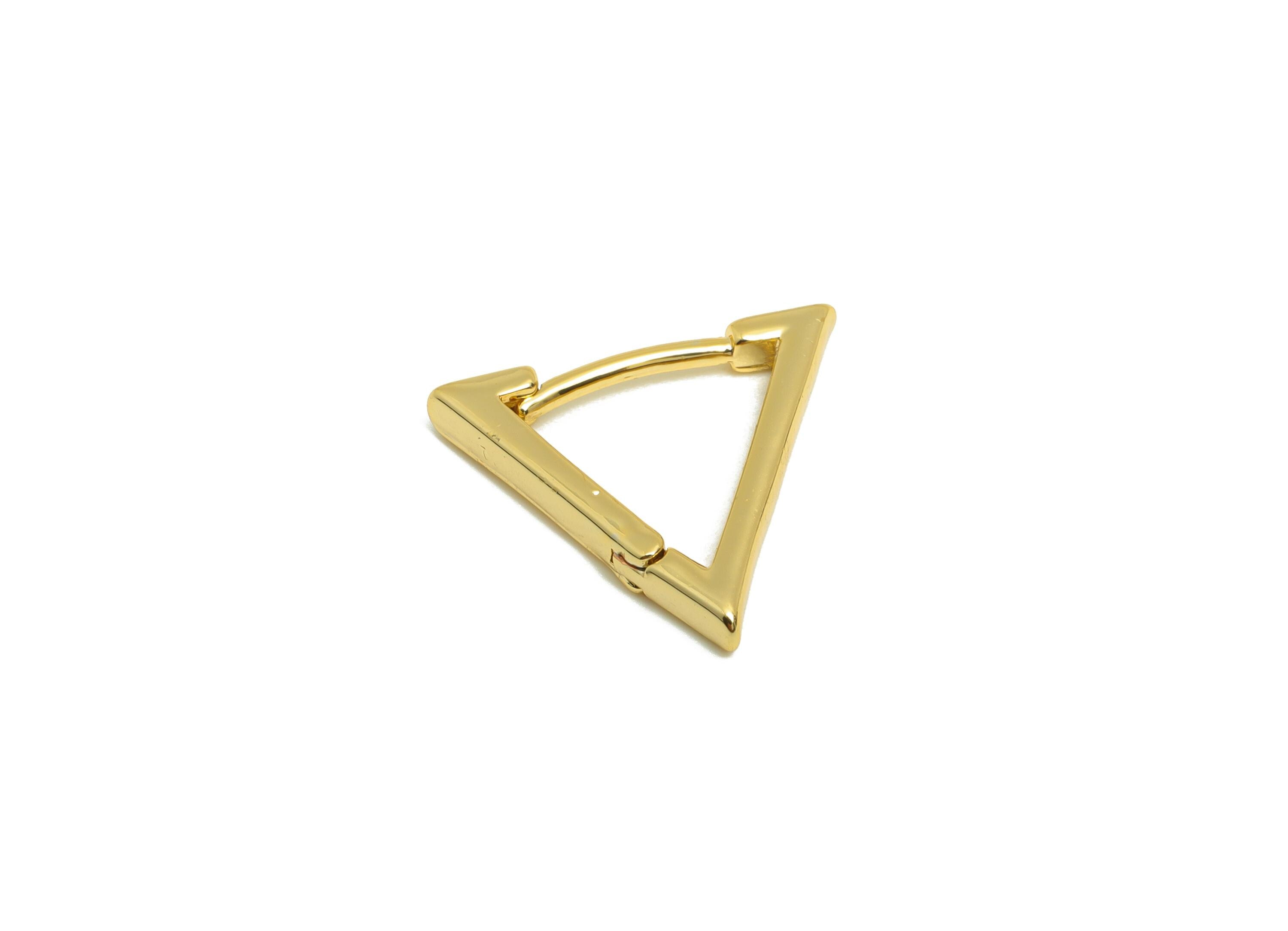 Brass Triangle Hoop Earring - Gold Huggie Earring for Girls - Minimalist Daily Wear Ear - 18K Real Gold Plated - 16.28x13.81x2.11mm- RGP9029 - DOMEDBAZAAR