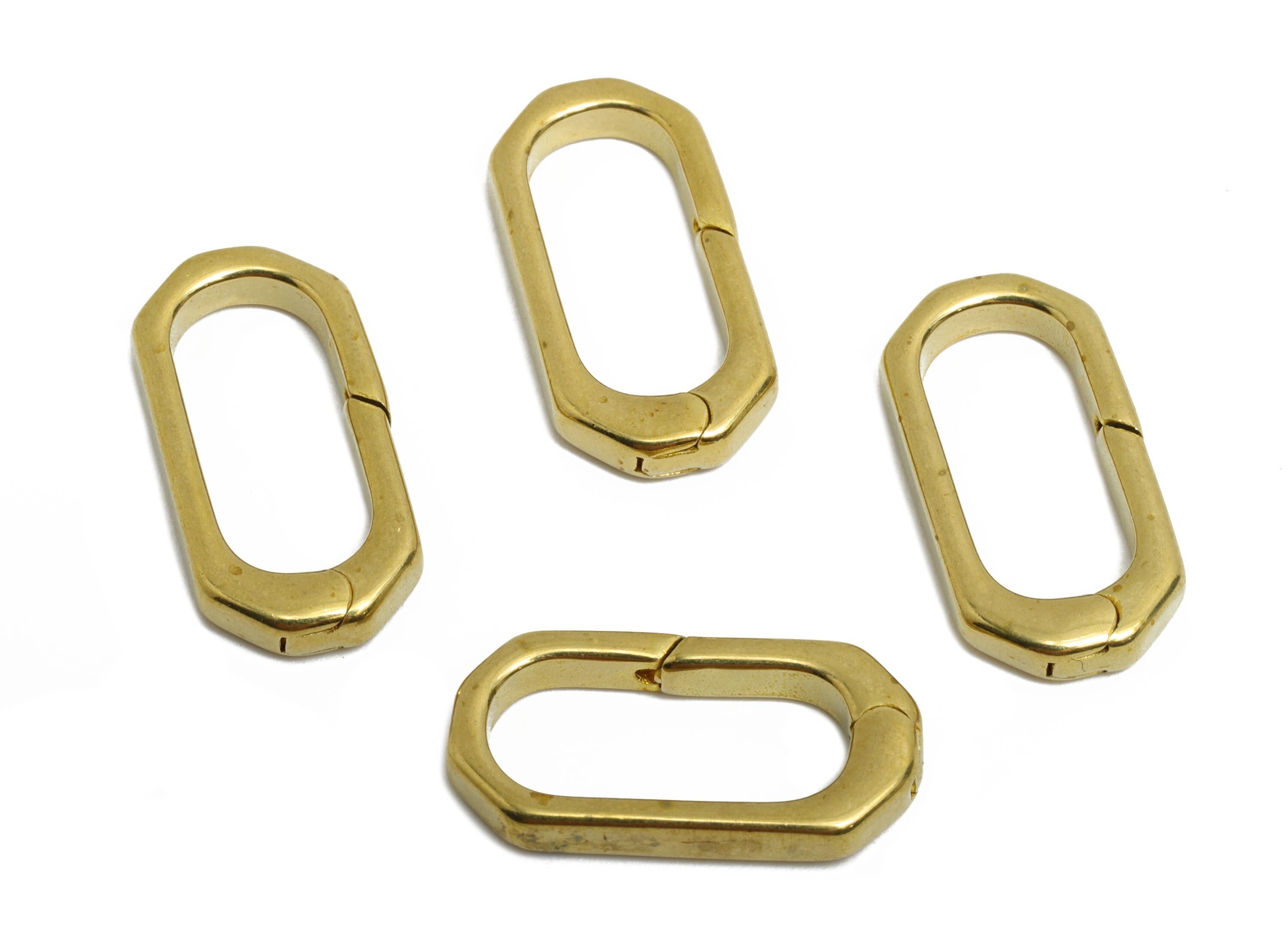 Brass Carabiner Clasp - Raw Brass Connector Clasp - Brass Oval Carabiner Link - Keychain Link Component - DIY Clasp - 20x10x3mm - PP10844 - DOMEDBAZAAR