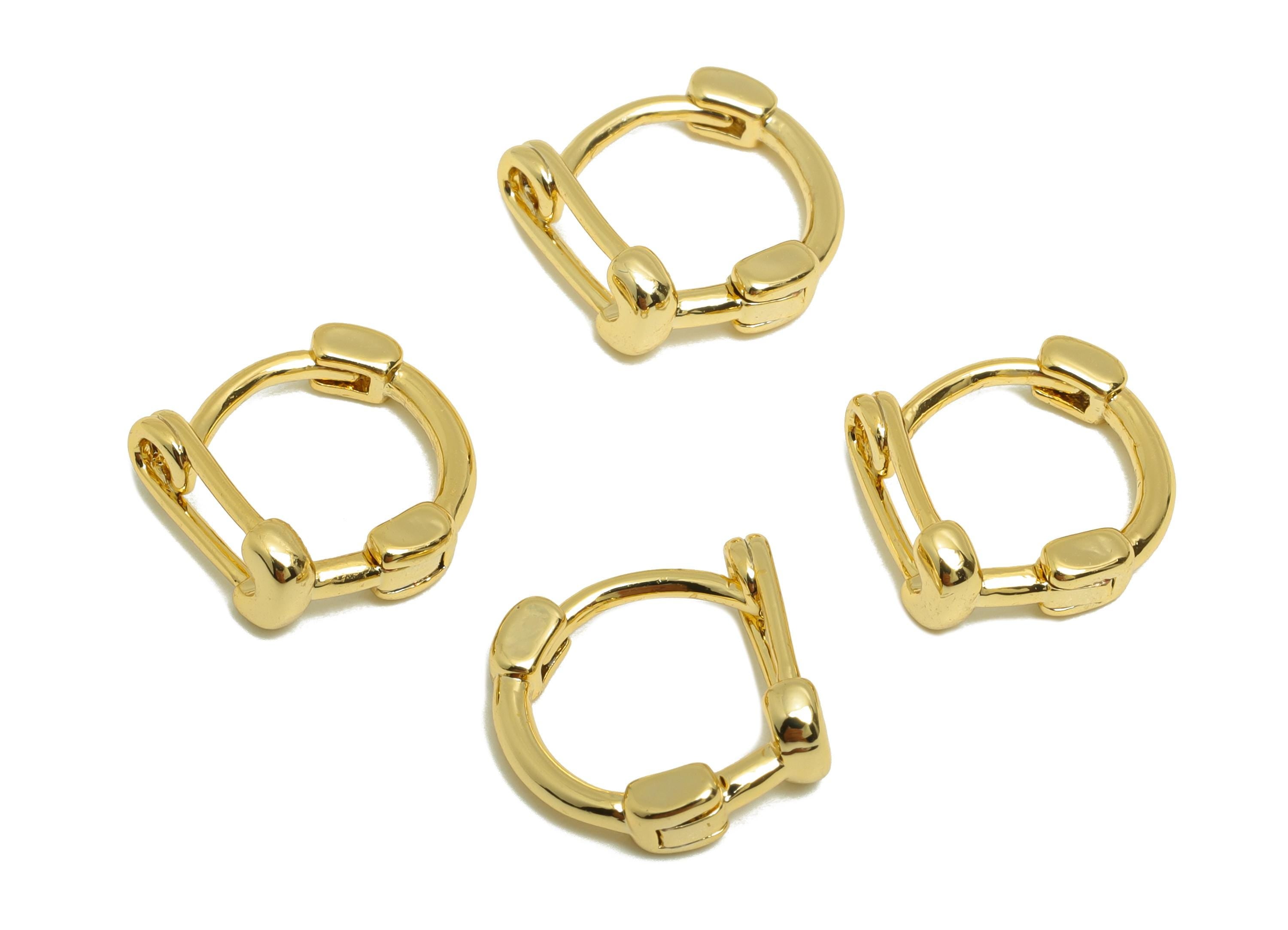 Brass Tiny Paperclip Earring - Gold Huggie Earring for Girl&#39;s - Mini Daily Wear Earring - 18K Real Gold Plated - 11.18x10.2x0.69mm - RGP9054 - DOMEDBAZAAR