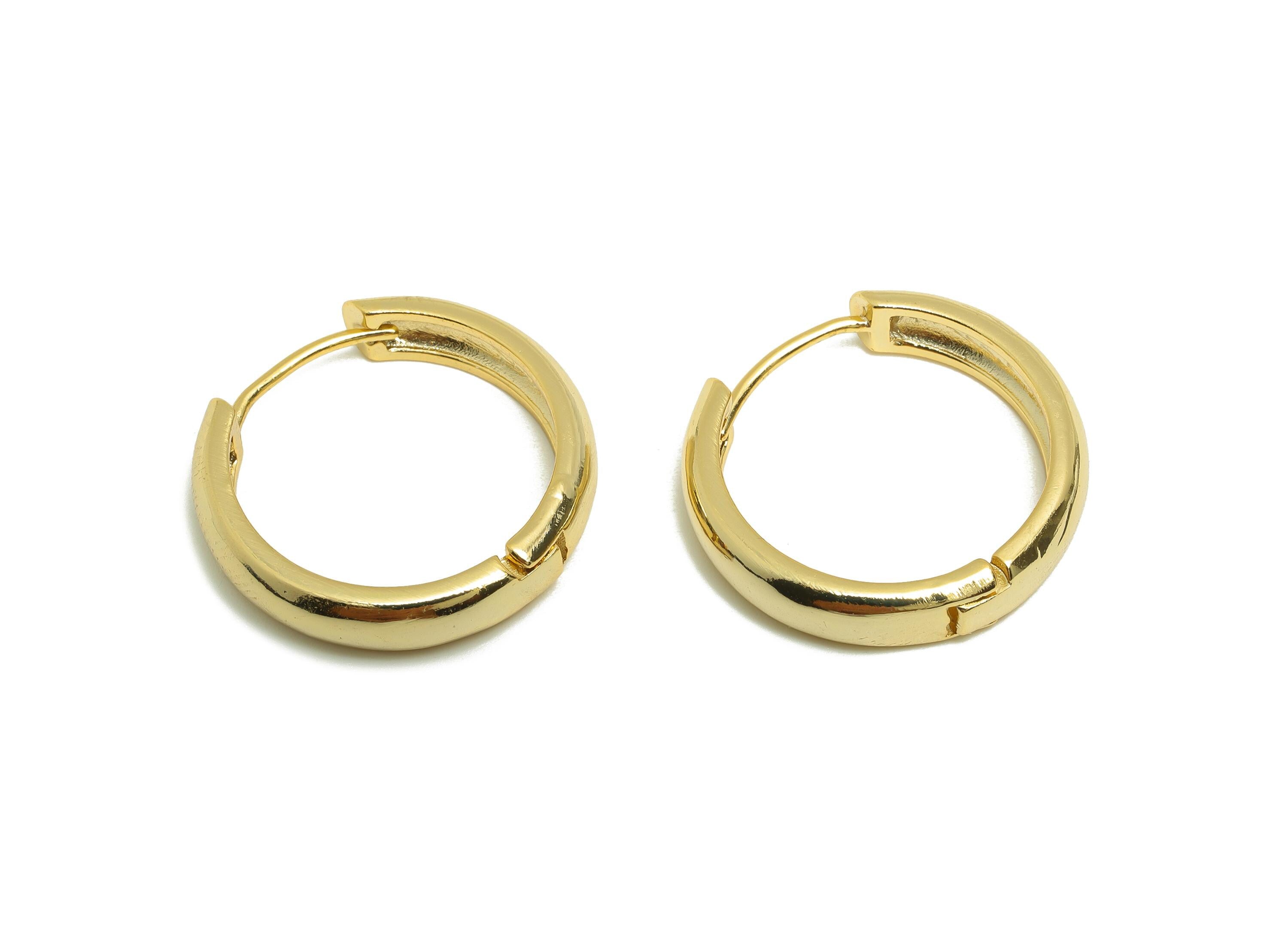 Brass Thick Hoop Earring - Gold Circle Huggie Earring - Minimalist Daily Wear Earring - 18K Real Gold Plating - 22.52x21.68x2.18mm - RGP9059 - DOMEDBAZAAR