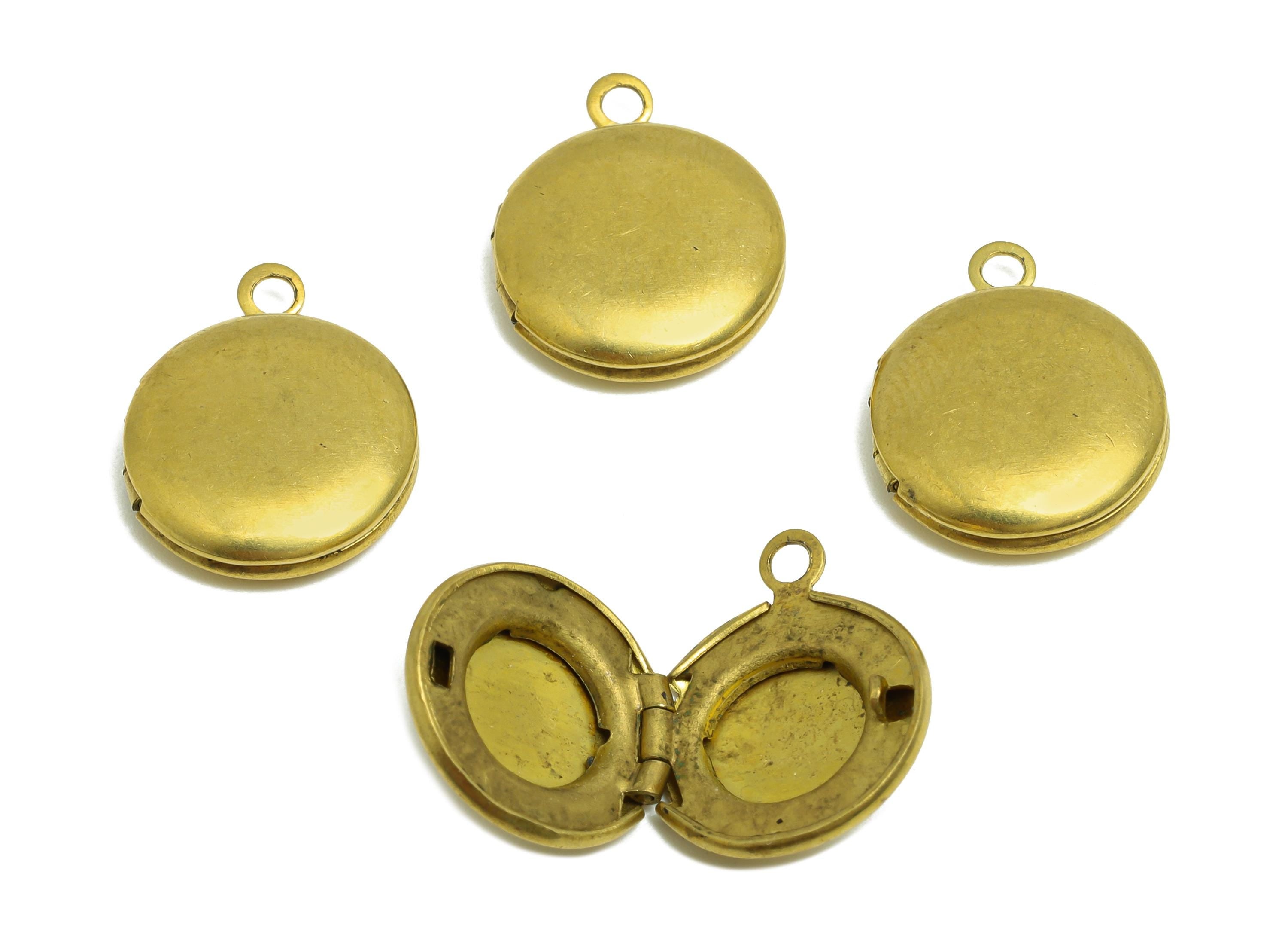 Memory Locket Necklace - Raw Brass Locket Pendant - Brass Customizable Photo Vintage Locket Charm - Hinged Locket Charm - 16x13x4mm-PP10977 - DOMEDBAZAAR