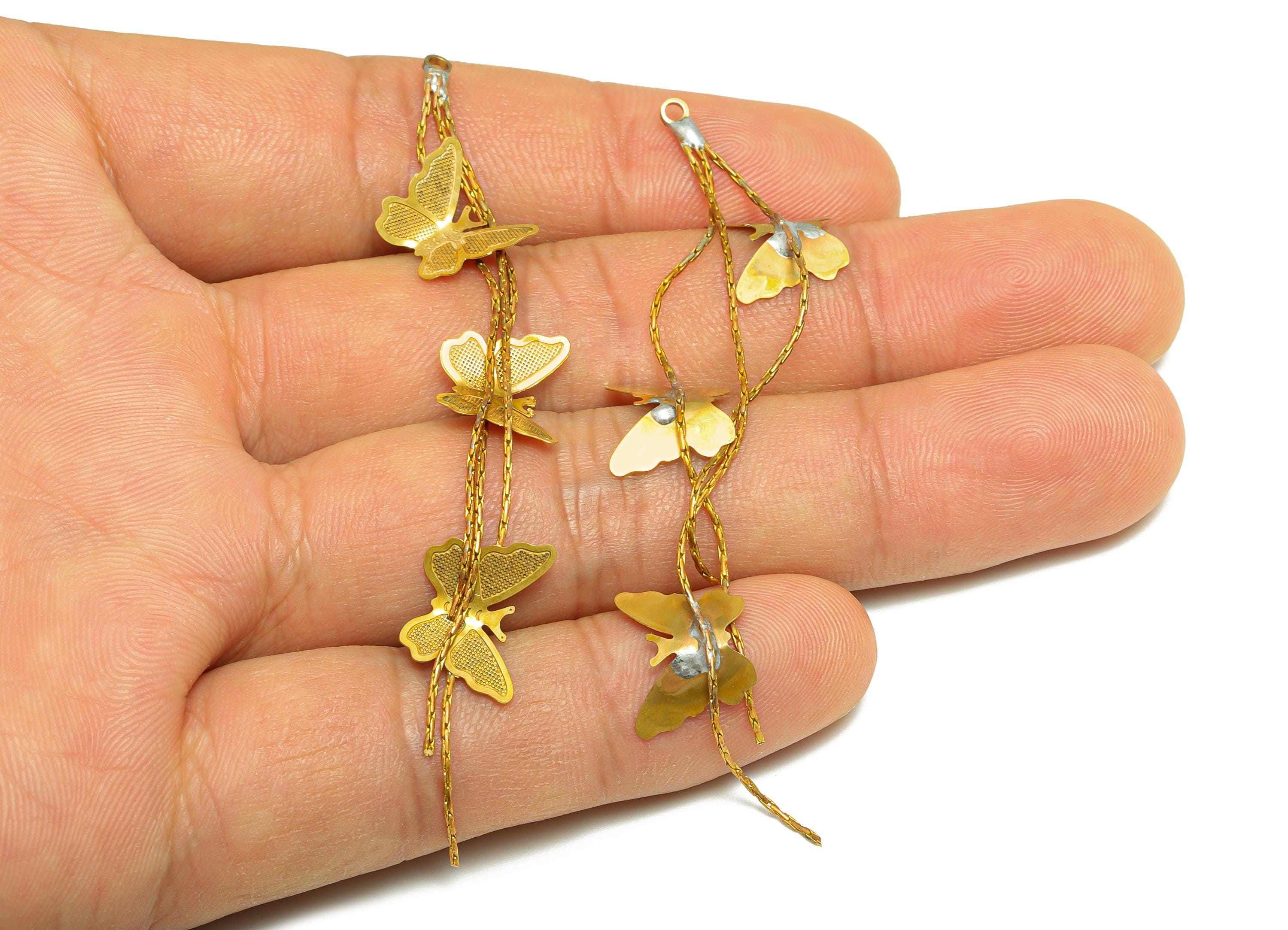 Butterfly Dangle Earring - Raw Brass Elegant Butterfly Tassel Charm - Whimsical Jewelry - Nature-Inspired Jewelry - 81x10x1mm - PP10982 - DOMEDBAZAAR