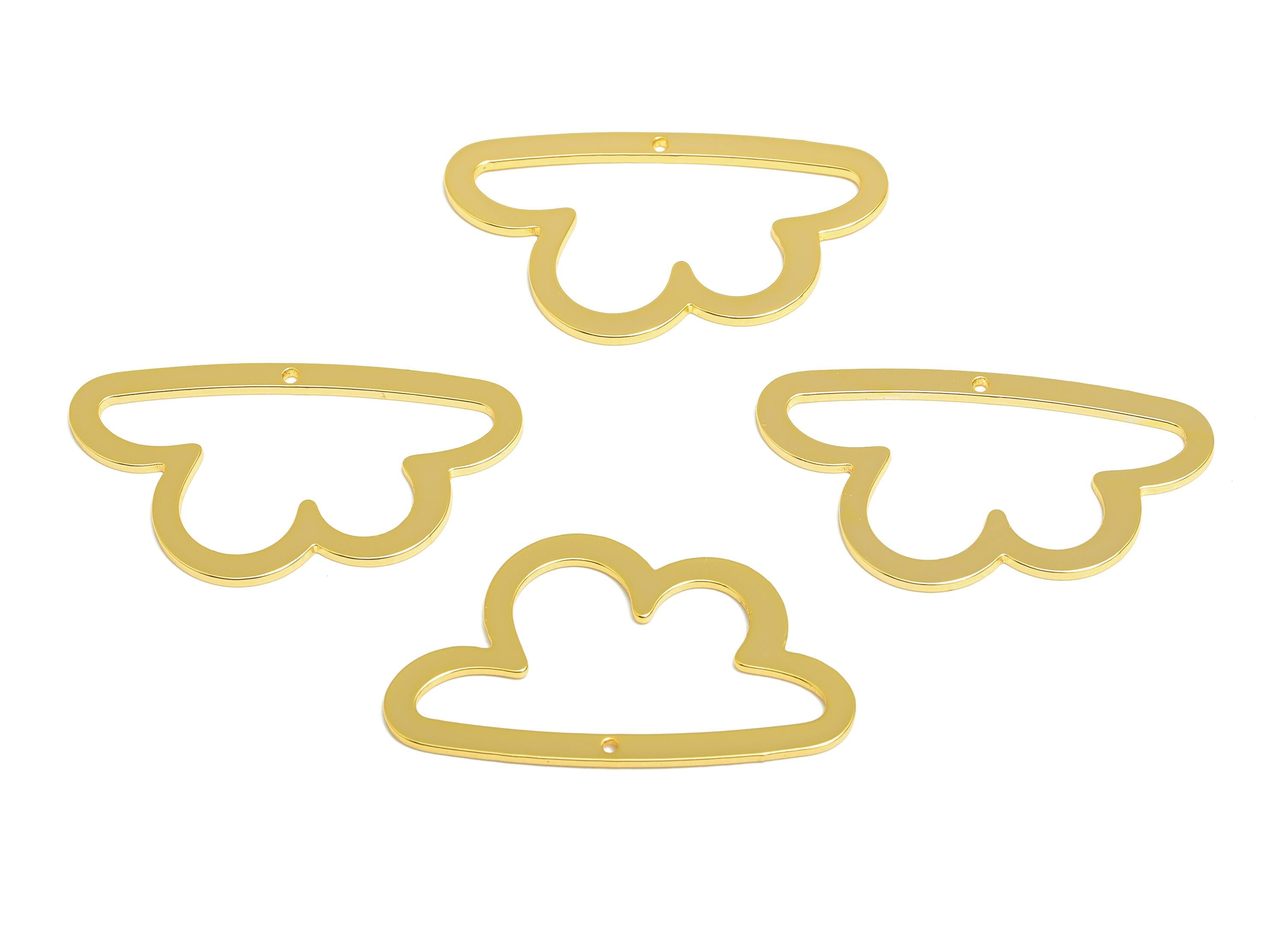 Brass Cloud Outline Pendant - Brass Sky-Themed Jewelry - Gold Cloud Necklace - 18K Real Gold Plated - Gold Jewelry - 30x17x0.8mm - RGP10294 - DOMEDBAZAAR