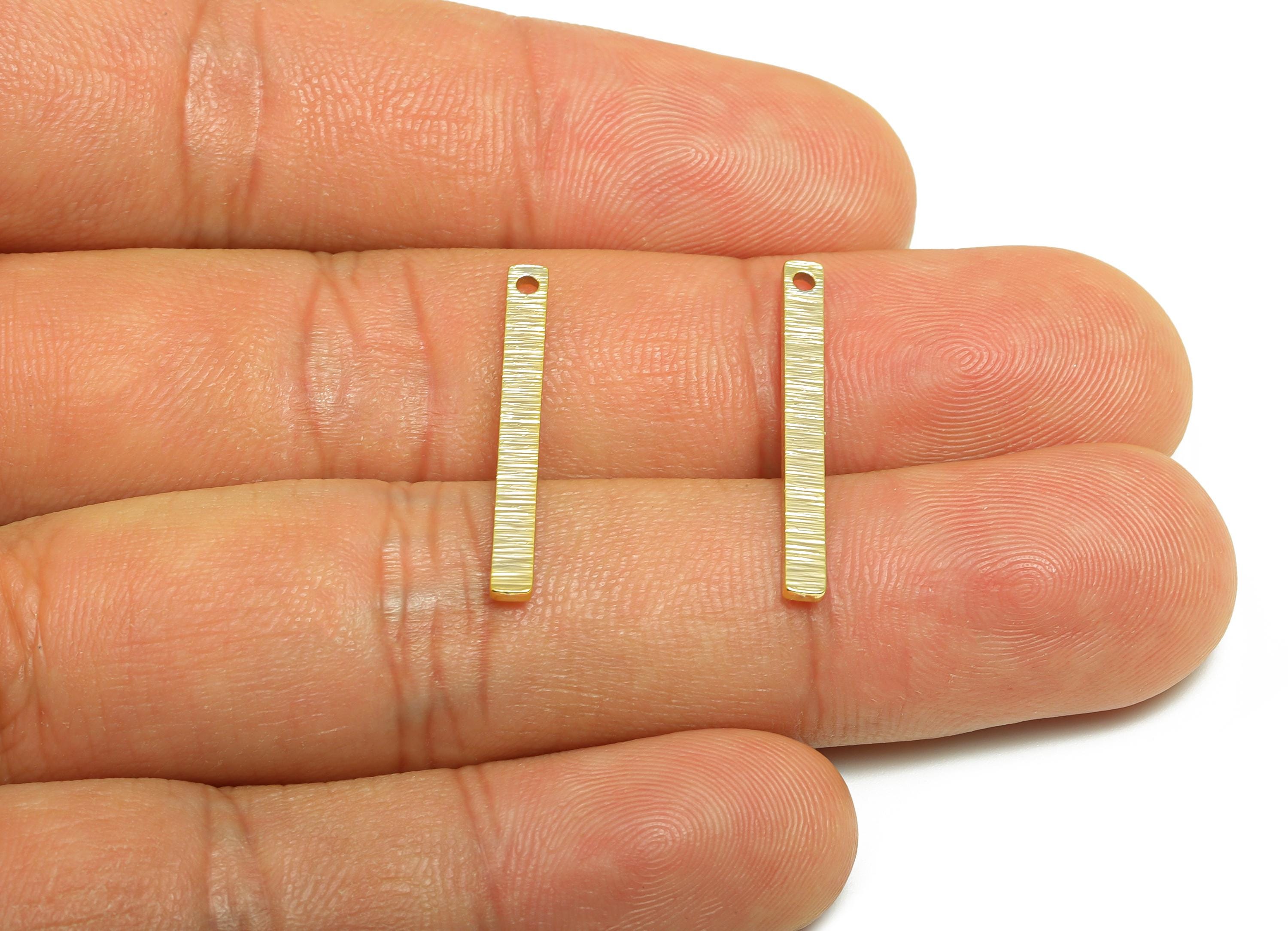 Gold Bar Pendant - Brass Textured Bar Charm - Customizable Pendant - Gold Plated Jewelry - Modern Jewelry - DIY Jewelry - 25x2x1mm -RGP10308 - DOMEDBAZAAR