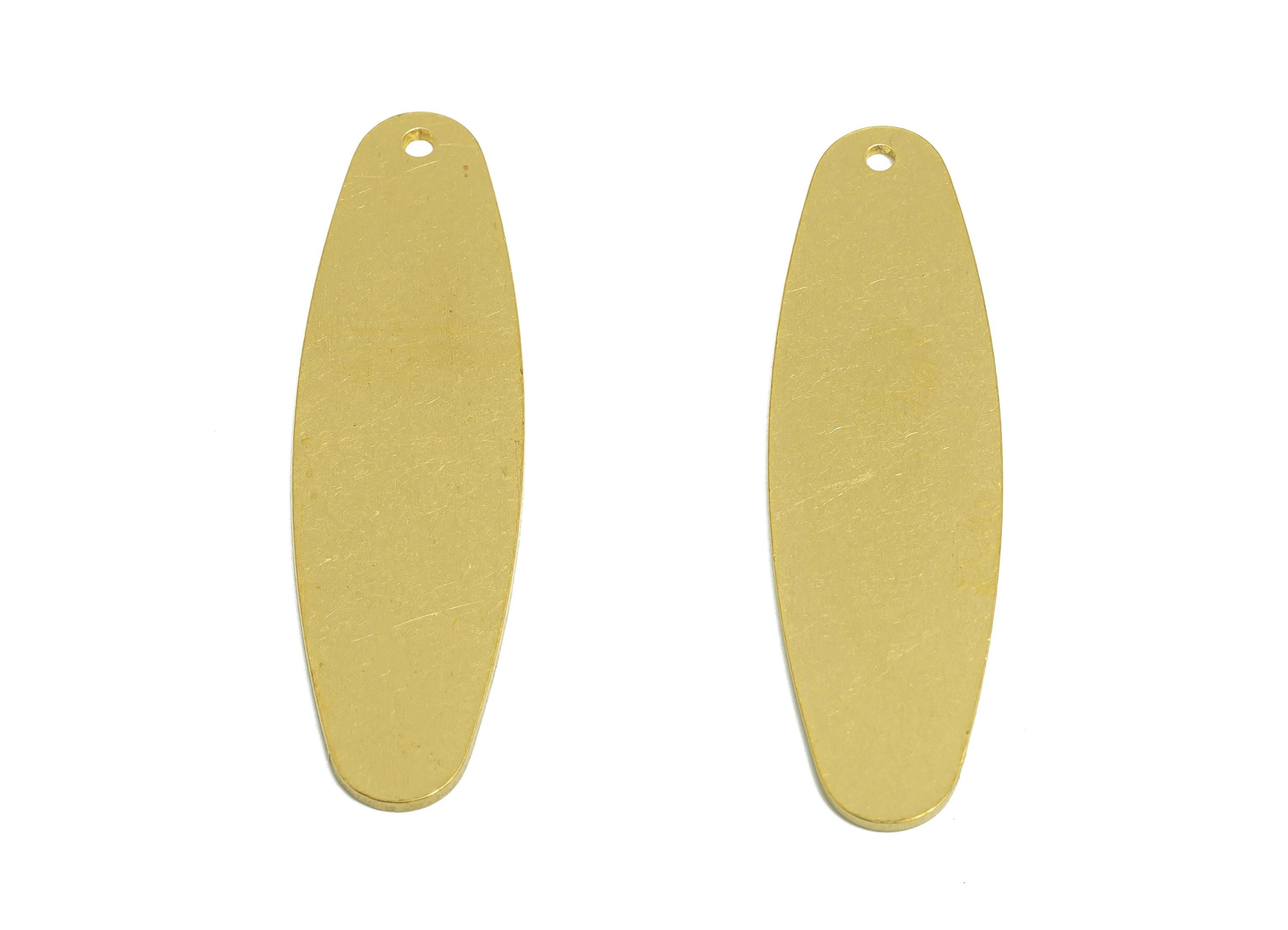 Brass Minimalist Earring Charm  - Raw Brass Blank Oval Pendant - Brass Customizable Jewelry - Fashion Jewelry Finding - 42x12x1mm - PP10973 - DOMEDBAZAAR