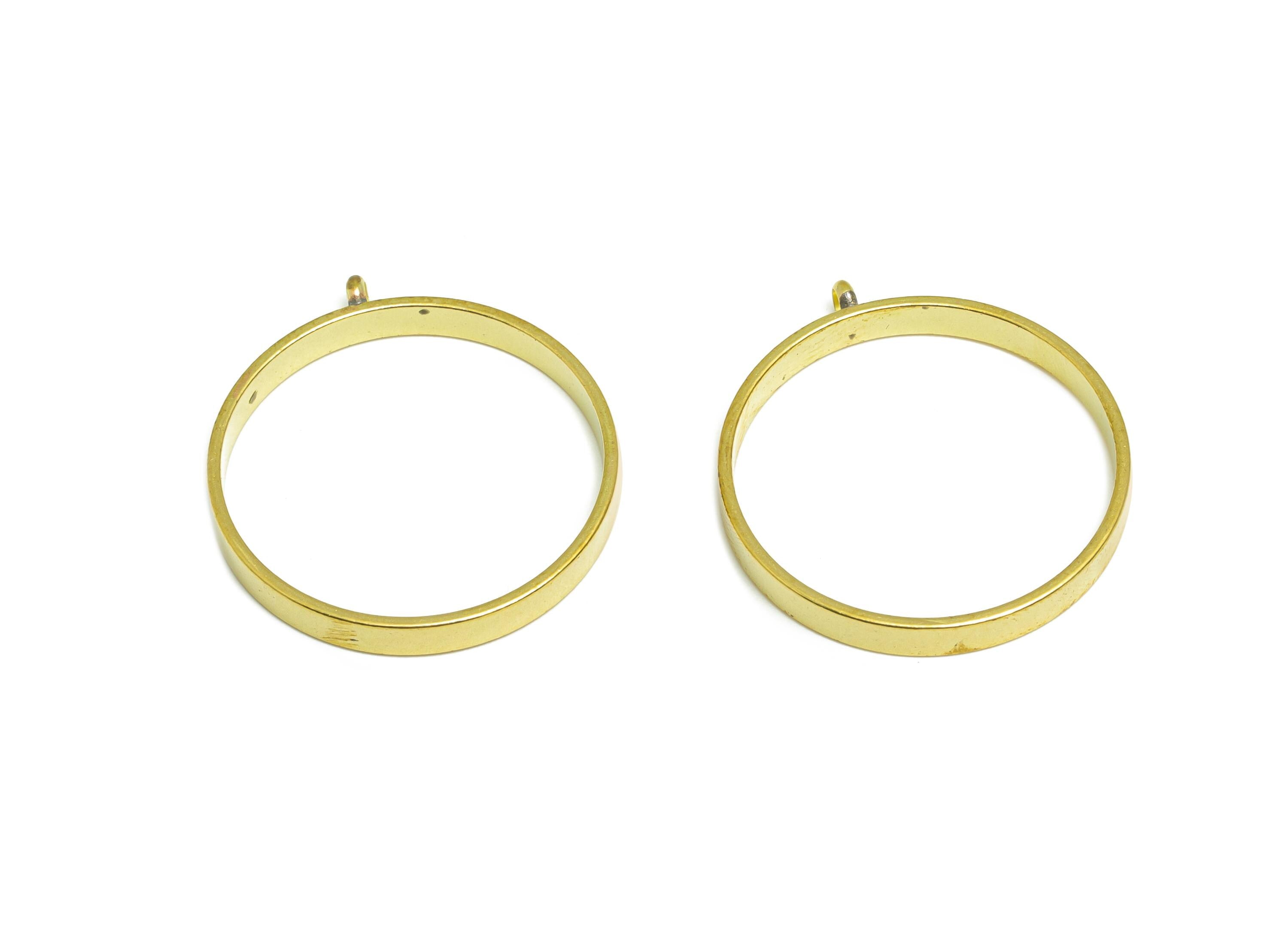 Brass Round Frame Charm  - Raw Brass Circle Connector - Brass Customizable Jewelry - Brass Circular Bezel  - 27.8x25x3mm - PP10978 - DOMEDBAZAAR