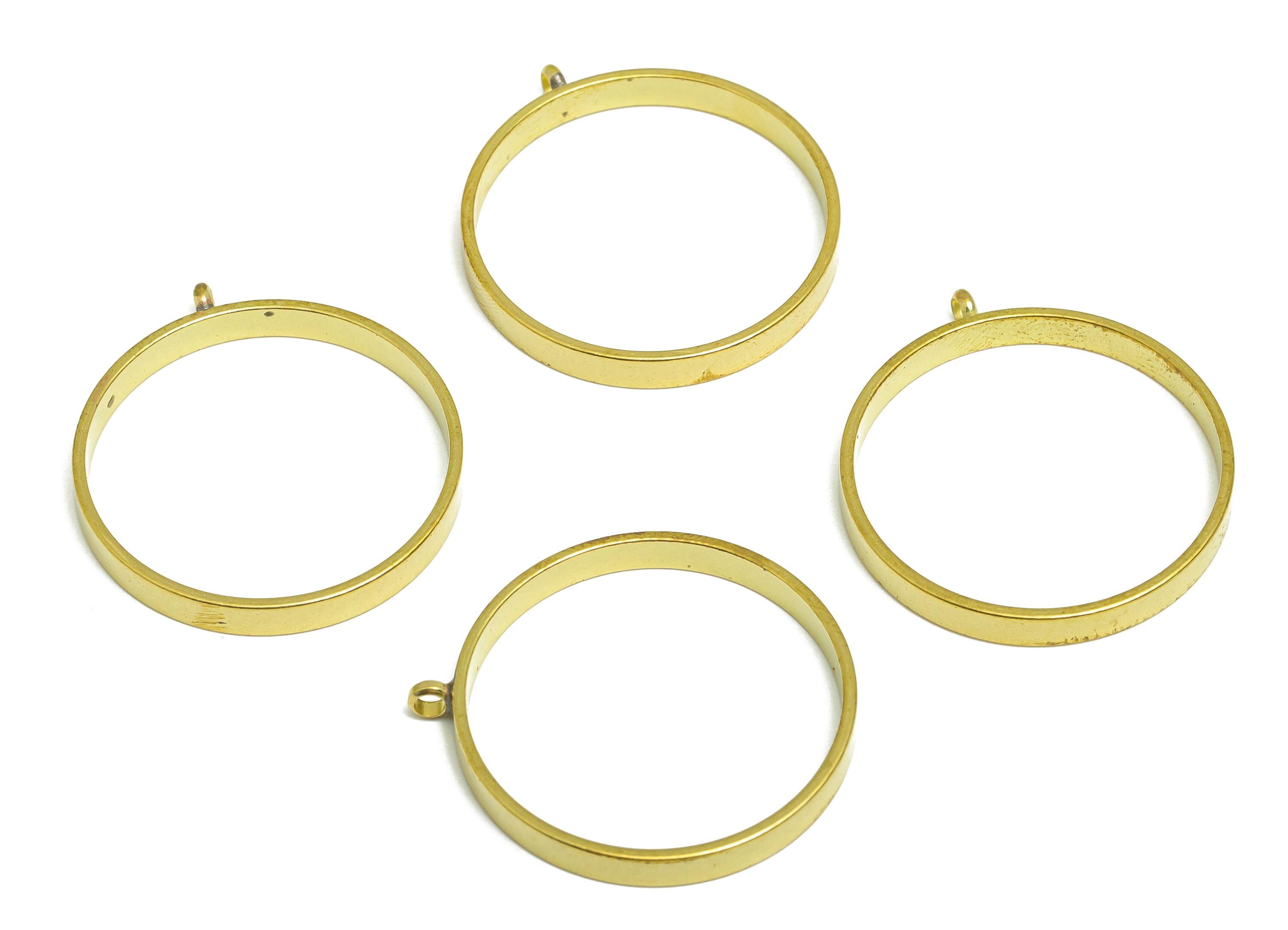 Brass Round Frame Charm  - Raw Brass Circle Connector - Brass Customizable Jewelry - Brass Circular Bezel  - 27.8x25x3mm - PP10978 - DOMEDBAZAAR