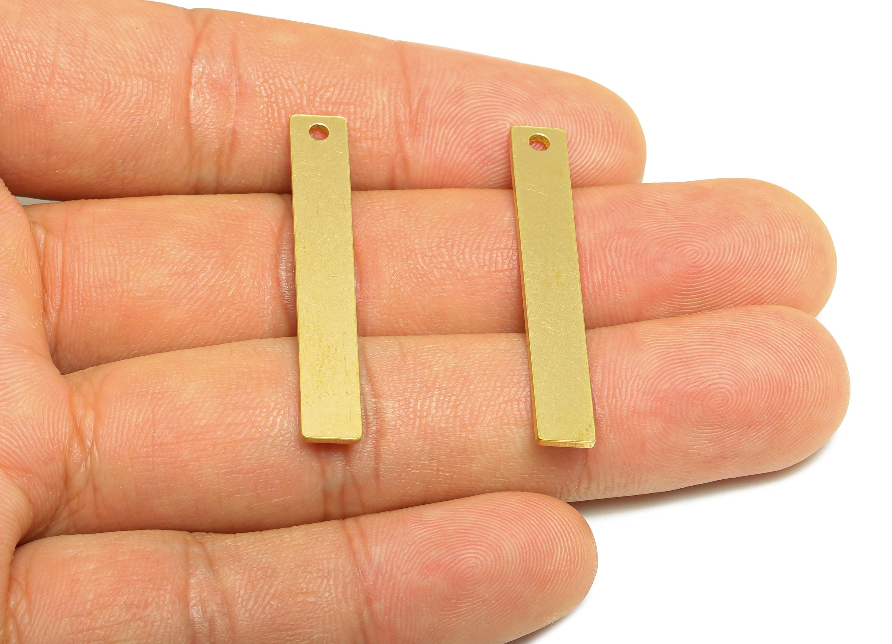 Brass Minimalist Earring Charm  - Raw Brass Blank Rectangle Pendant - Brass Customizable Jewelry - Fashion Jewelry  - 38.2x5x1mm - PP10983 - DOMEDBAZAAR