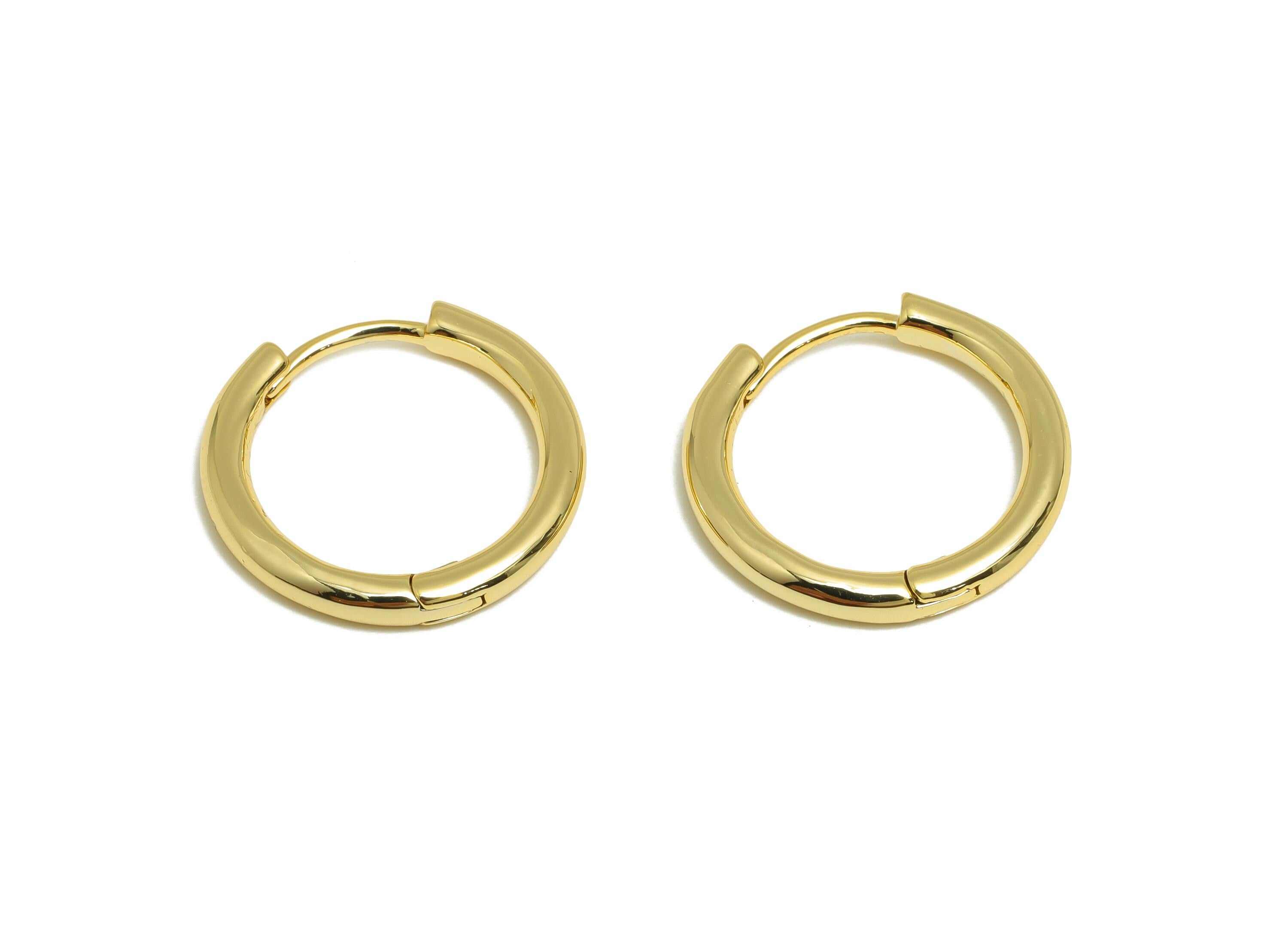 Brass Dainty Hoop Earring - Gold Minimalist Hoop Earrings - Geometric Hoop Jewelry - 18K Real Gold Plating - 17.84x16.7x2.18mm - RGP9166 - DOMEDBAZAAR