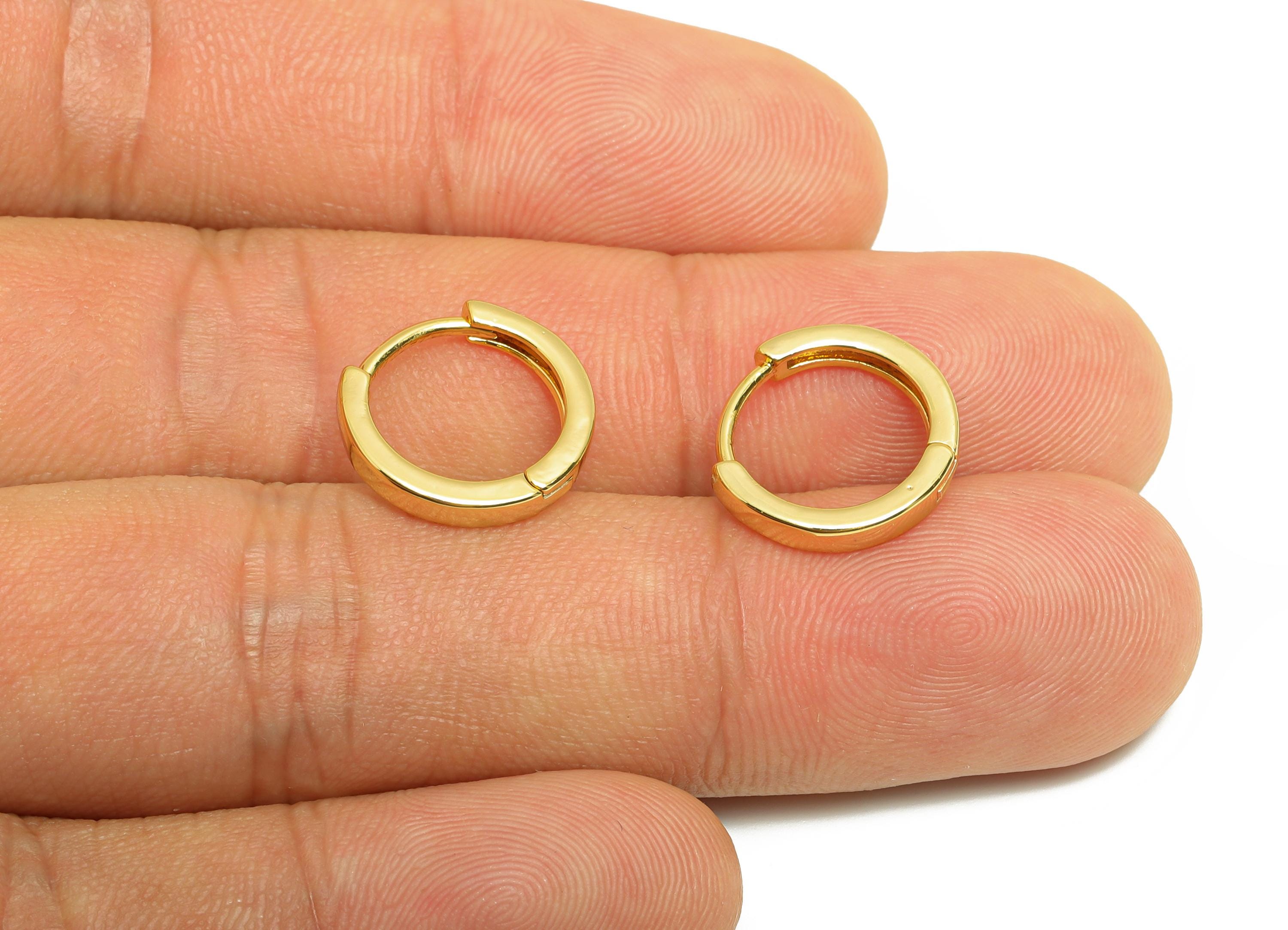 Brass Round Hoop Earring - Gold Circle Huggie Earring - Minimalist Daily Wear Earring - 18K Real Gold Plating - 14.08x14.08x2.4mm - RGP9081 - DOMEDBAZAAR
