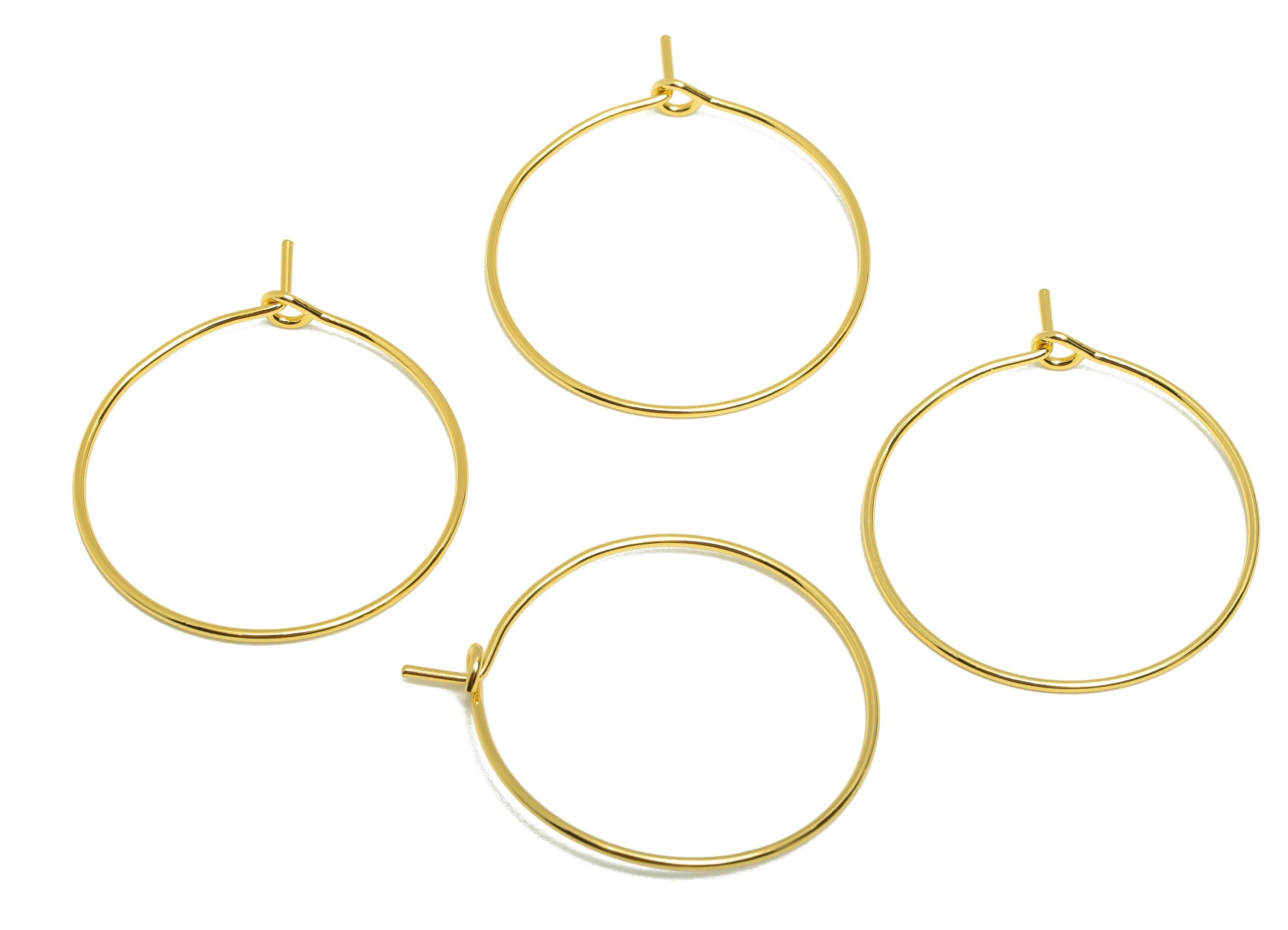 Brass 25mm Circle Hoop Earring - Gold Minimalist Huggie Earring Wire - Round Daily Wear Earring - 18K Real Gold Plating-25x25x0.7mm- RGP9094 - DOMEDBAZAAR