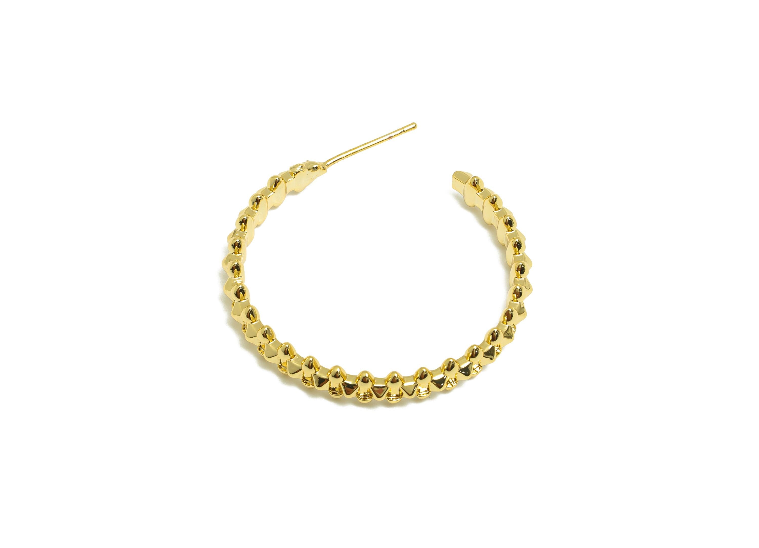 Brass Textured Hoop Earring - Gold C Hoop Earring Post - Fashion Hoop Earring - Modern Jewelry - 18K Real Gold Plated - 30x29x2mm - RGP9177 - DOMEDBAZAAR