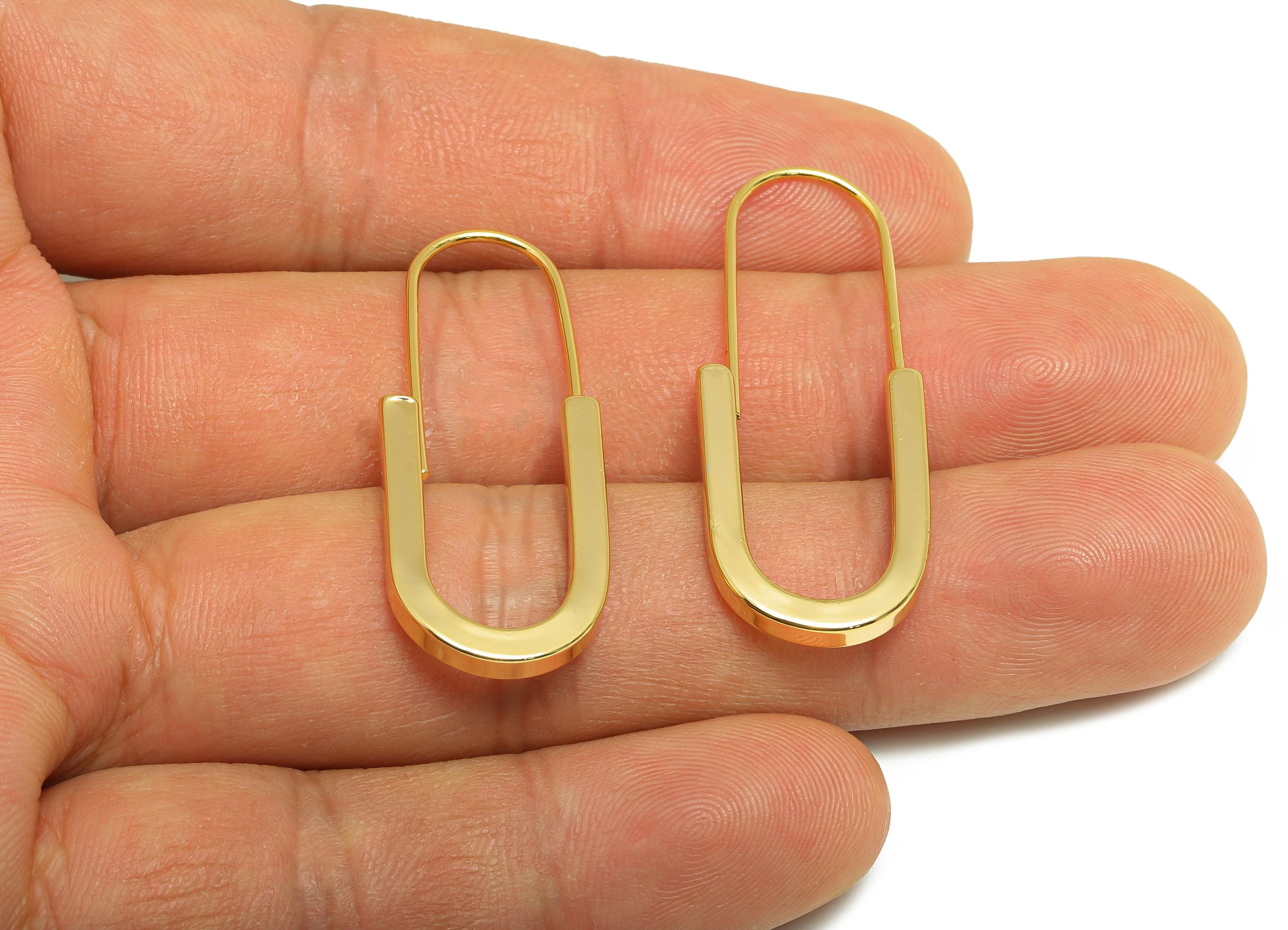 Gold Hoop Earring - Brass Modern Hoop Earring - Brass Geometry Hoop Jewelry - Trendy Jewelry - 18K Real Gold Plating - 40x15x2mm - RGP9180 - DOMEDBAZAAR